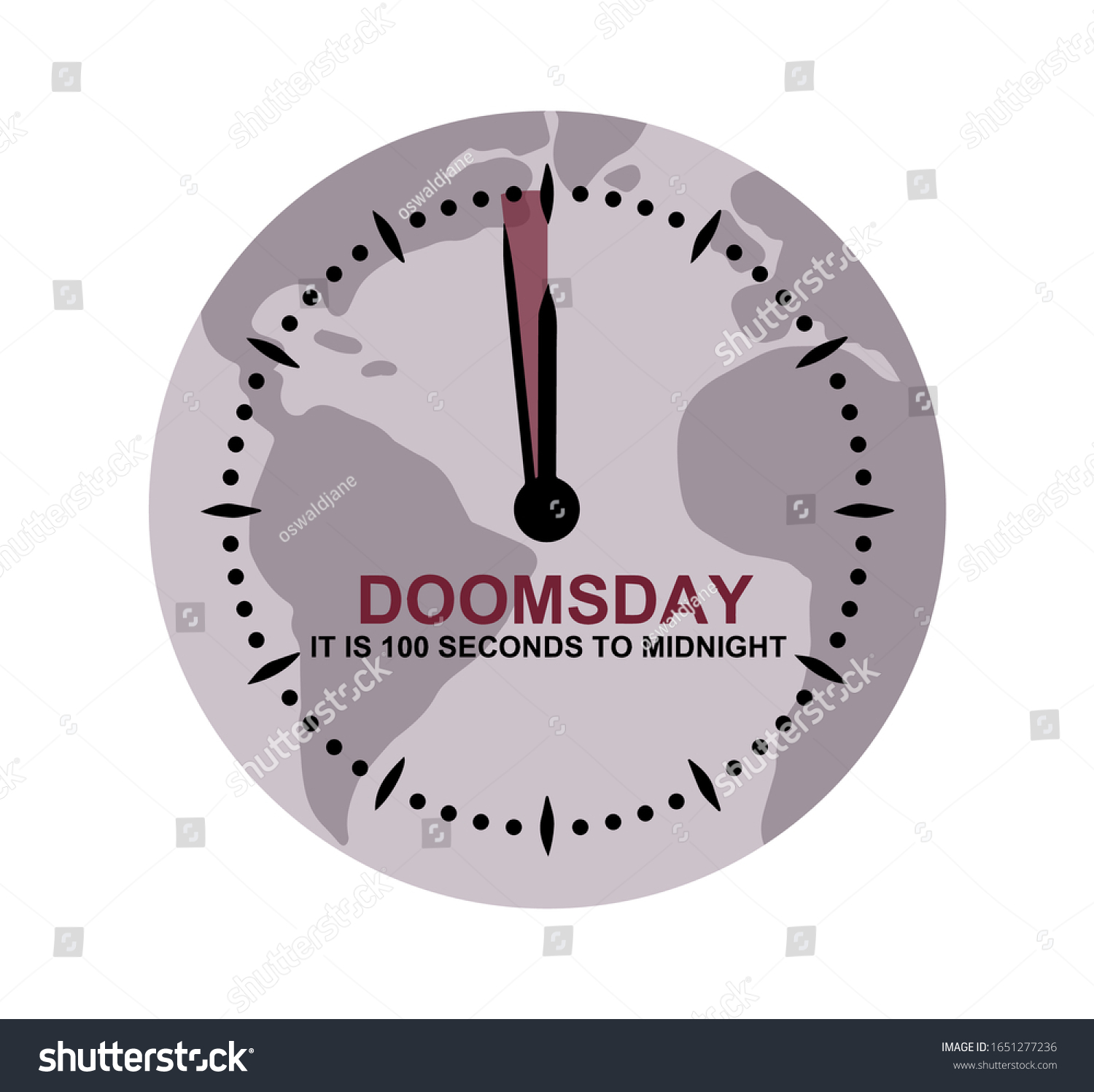 Doomsday Clock Showing 100 Seconds Midnight Stock Vector (Royalty Free)  1651277236