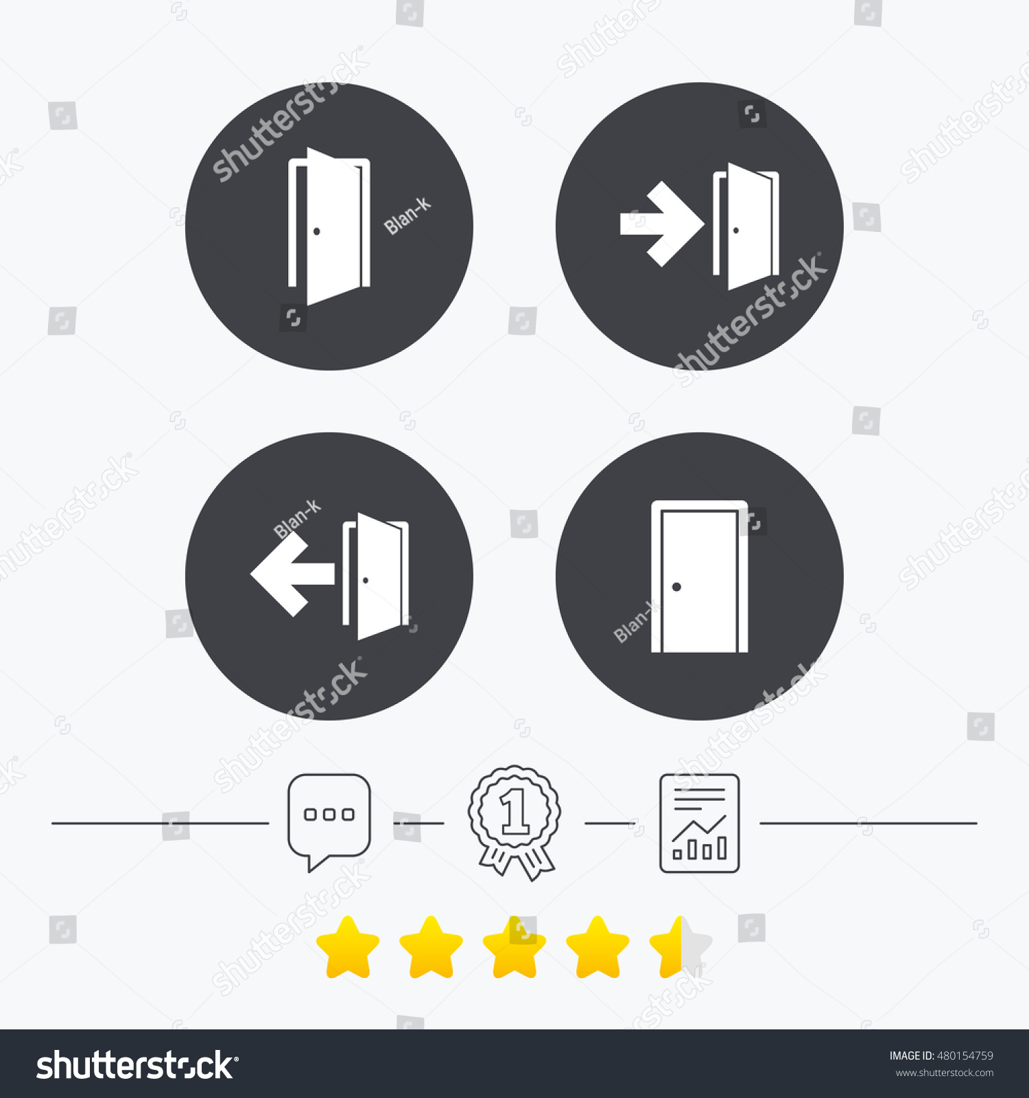 Doors Icons Emergency Exit Arrow Symbols Stock Vector Royalty Free