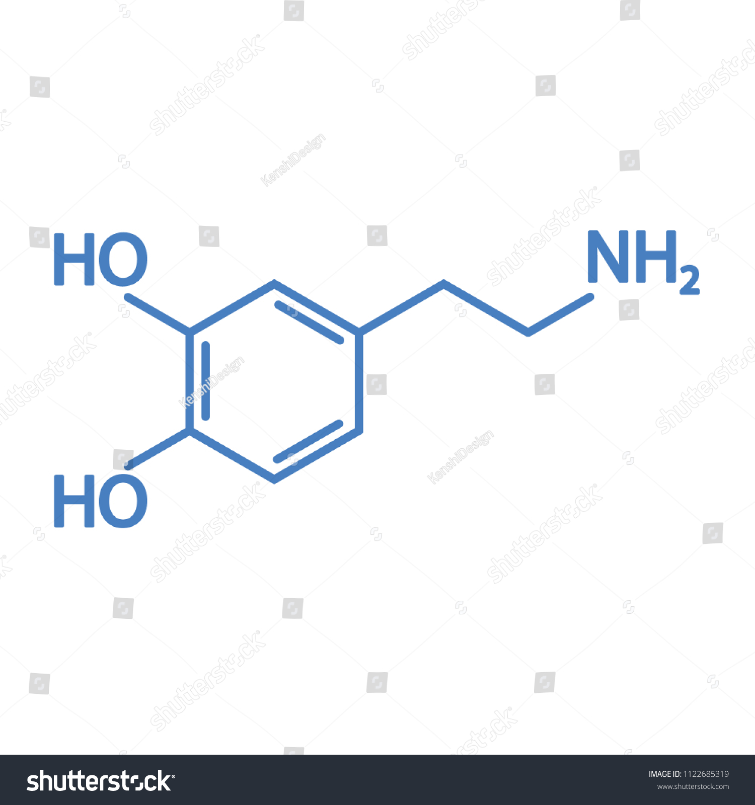 Dopamine Molecular Structural Chemical Formula Vector