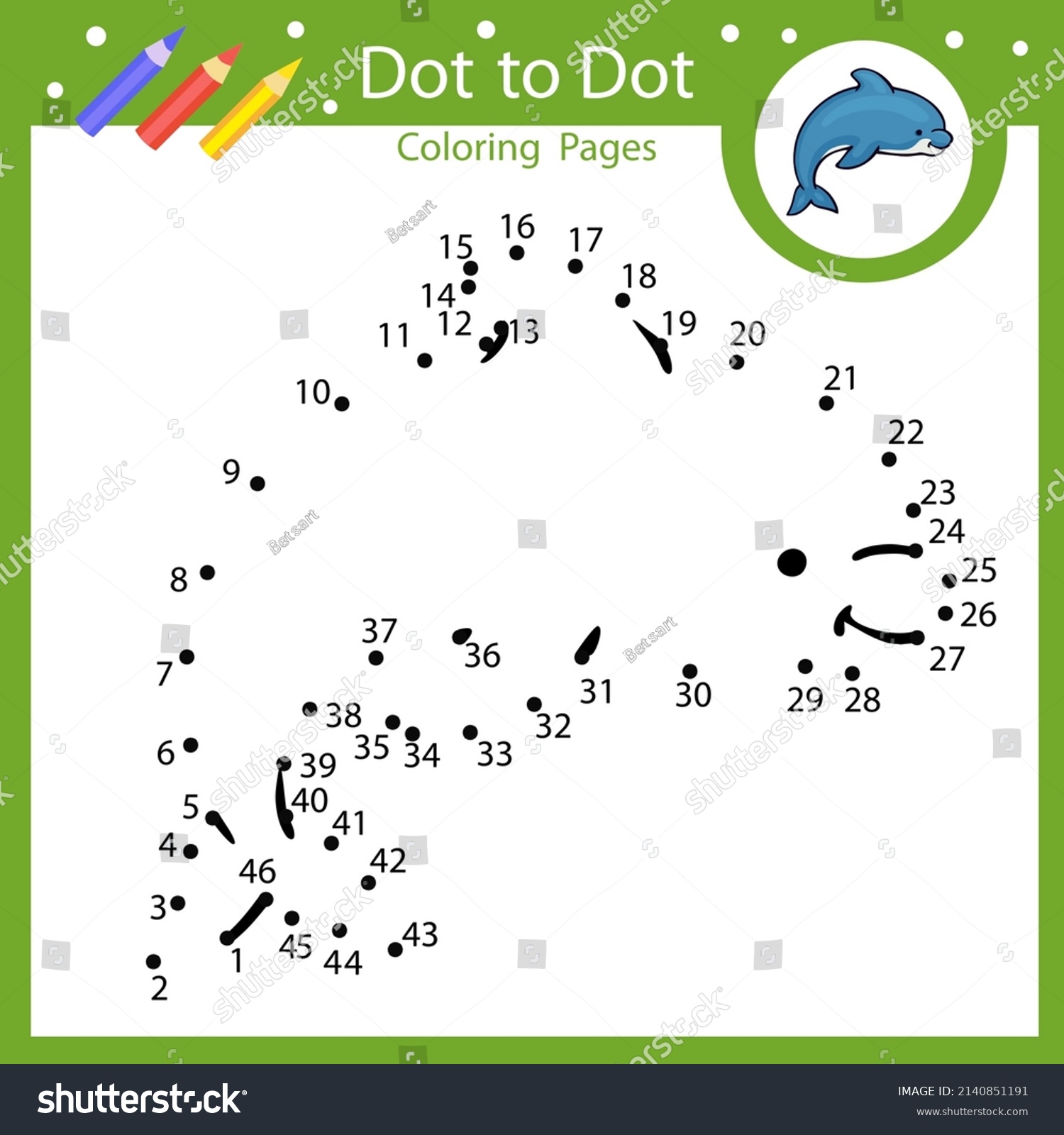 Dot Dot Connect Drawn Cute Dolphin Stock Vector (Royalty Free ...