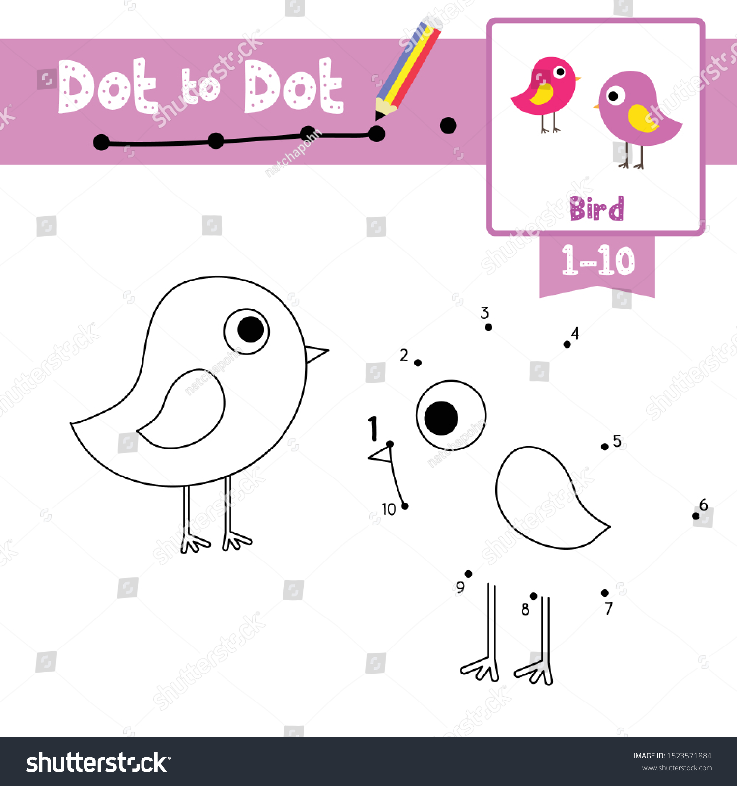 Dot Dot Educational Game Coloring Book Stock Vector Royalty Free