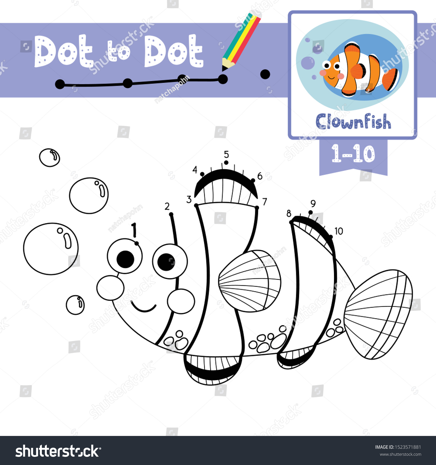 Dot Dot Educational Game Coloring Book Stock Vector Royalty Free