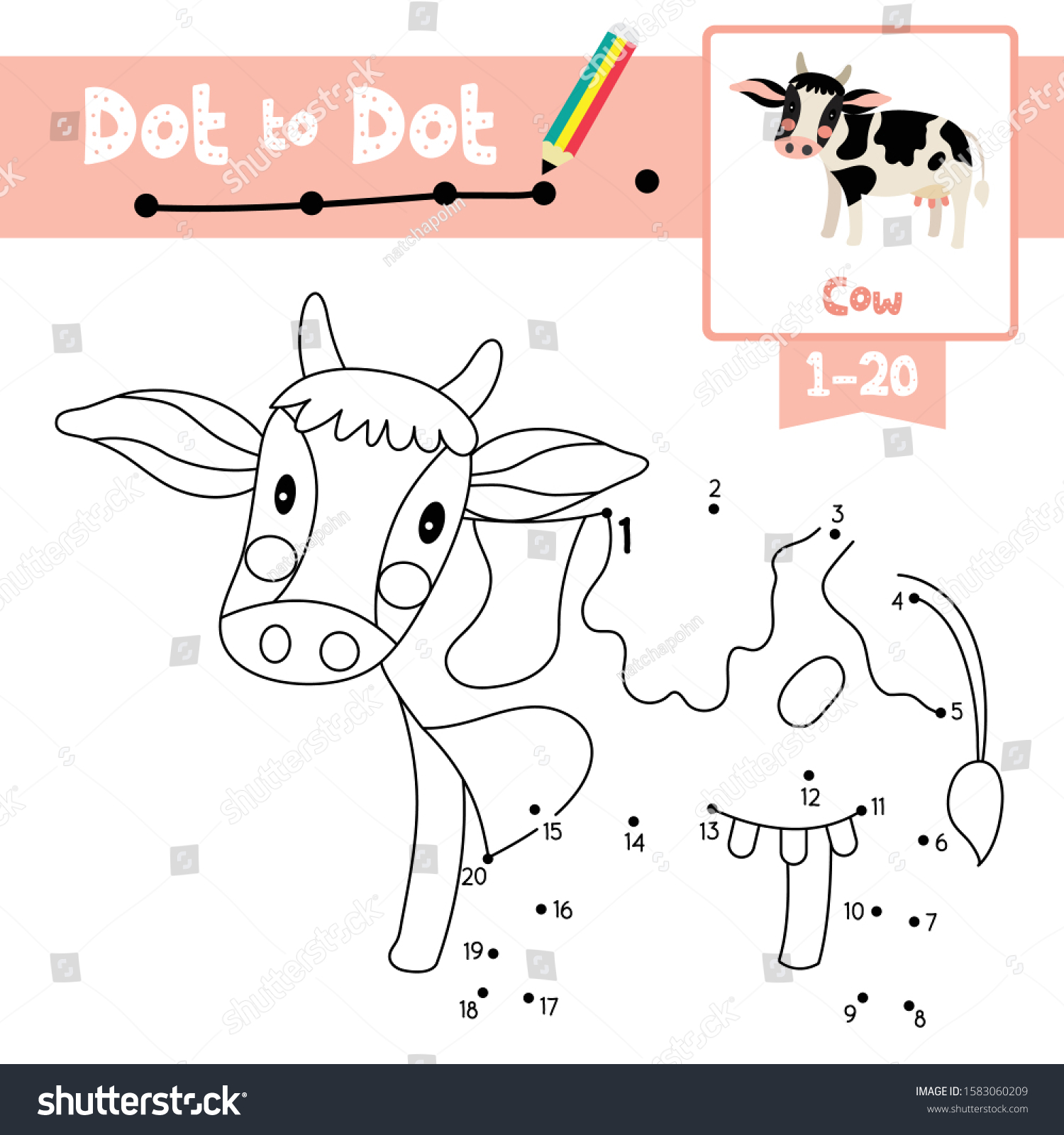 Dot Dot Educational Game Coloring Book Stock Vector Royalty Free 1583060209