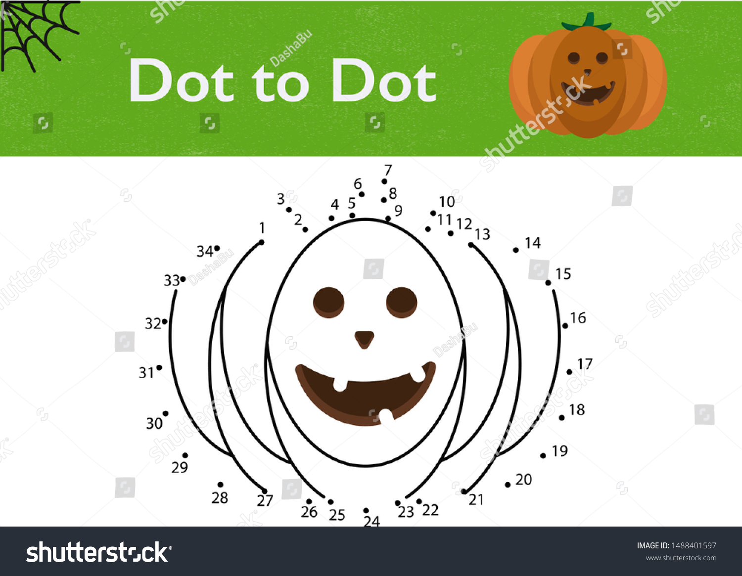 Dot Dot Game Kids Education Numbers Stock Vector Royalty Free
