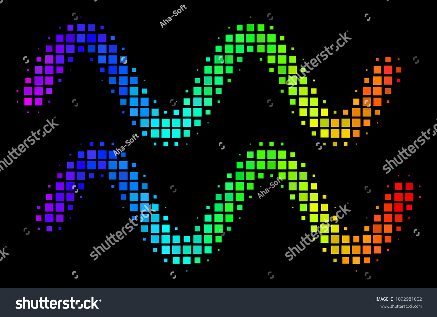 Dotted Bright Halftone Sinusoid Waves Icon Stock Vector Royalty Free