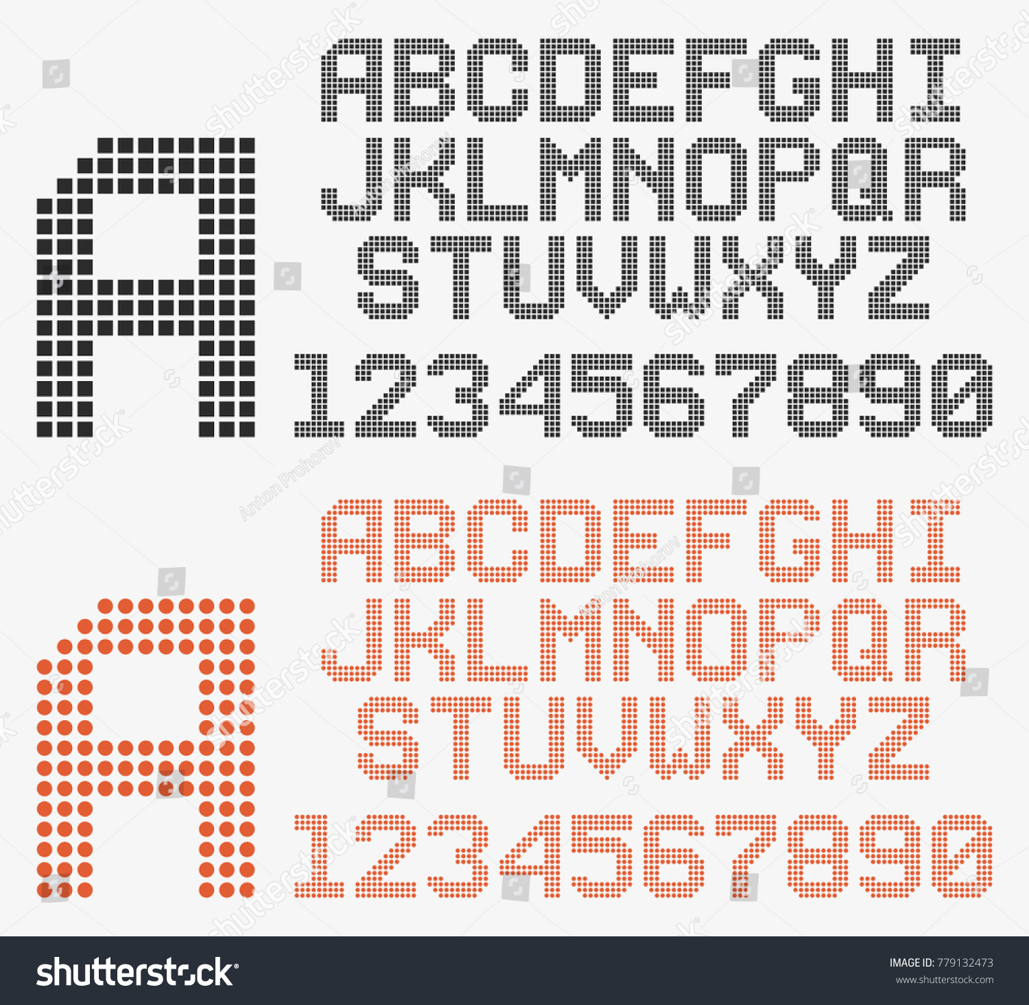 SVG of dotted font in retro style, rounded and pixeled alphabet svg