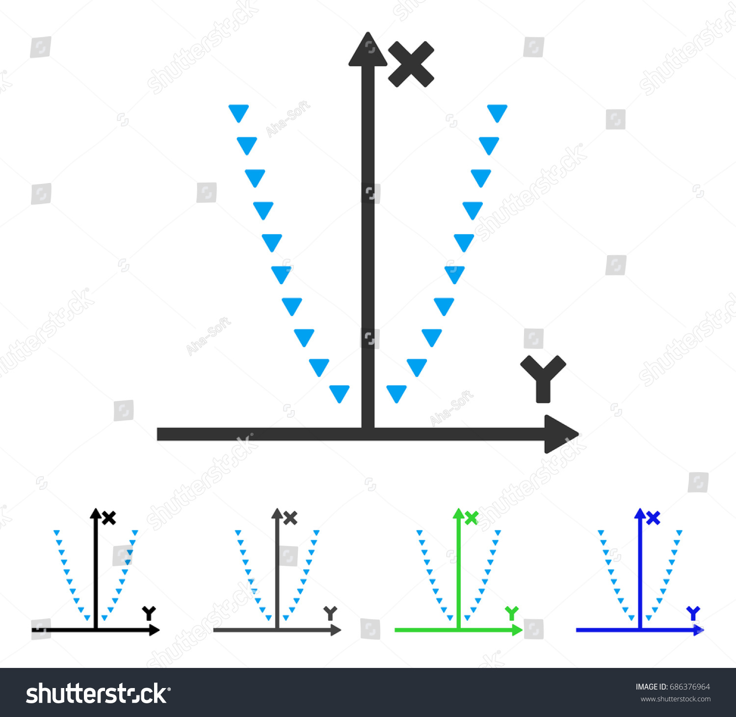 Dotted Parabola Plot Flat Vector Pictogram Stock Vector (Royalty Free ...