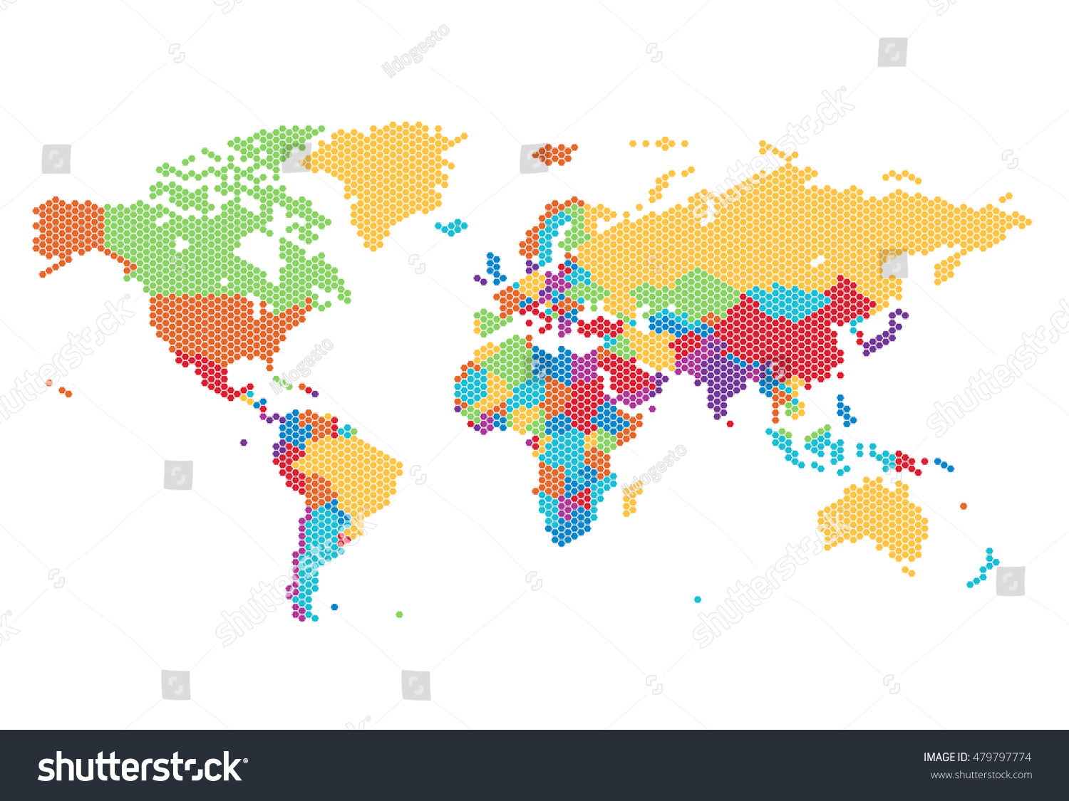 Dotted World Map Hexagonal Dots On Stock Vector (Royalty Free) 479797774