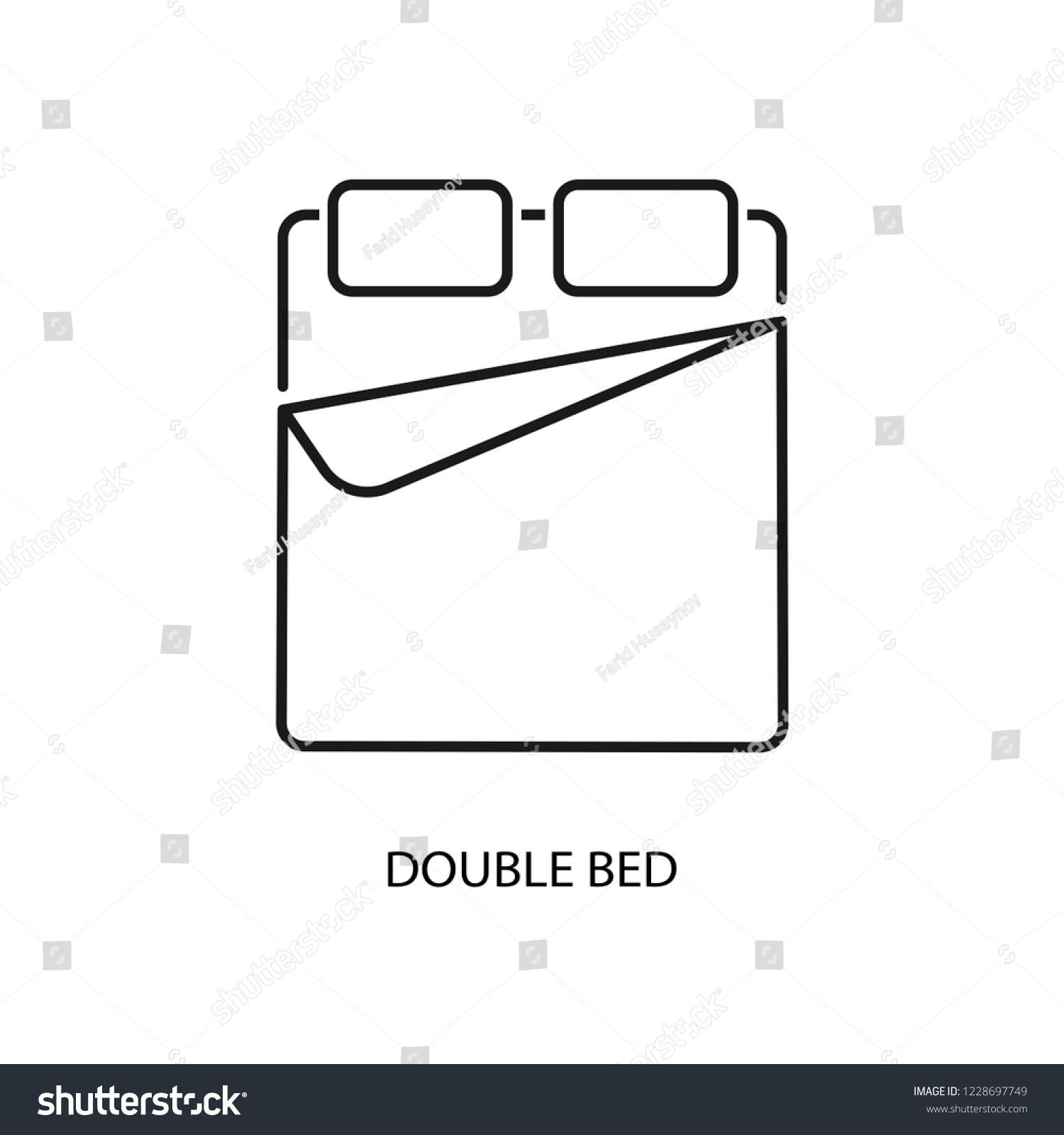 Double Bed Flat Line Vector Icon Stock Vector Royalty Free 1228697749 Shutterstock 3041