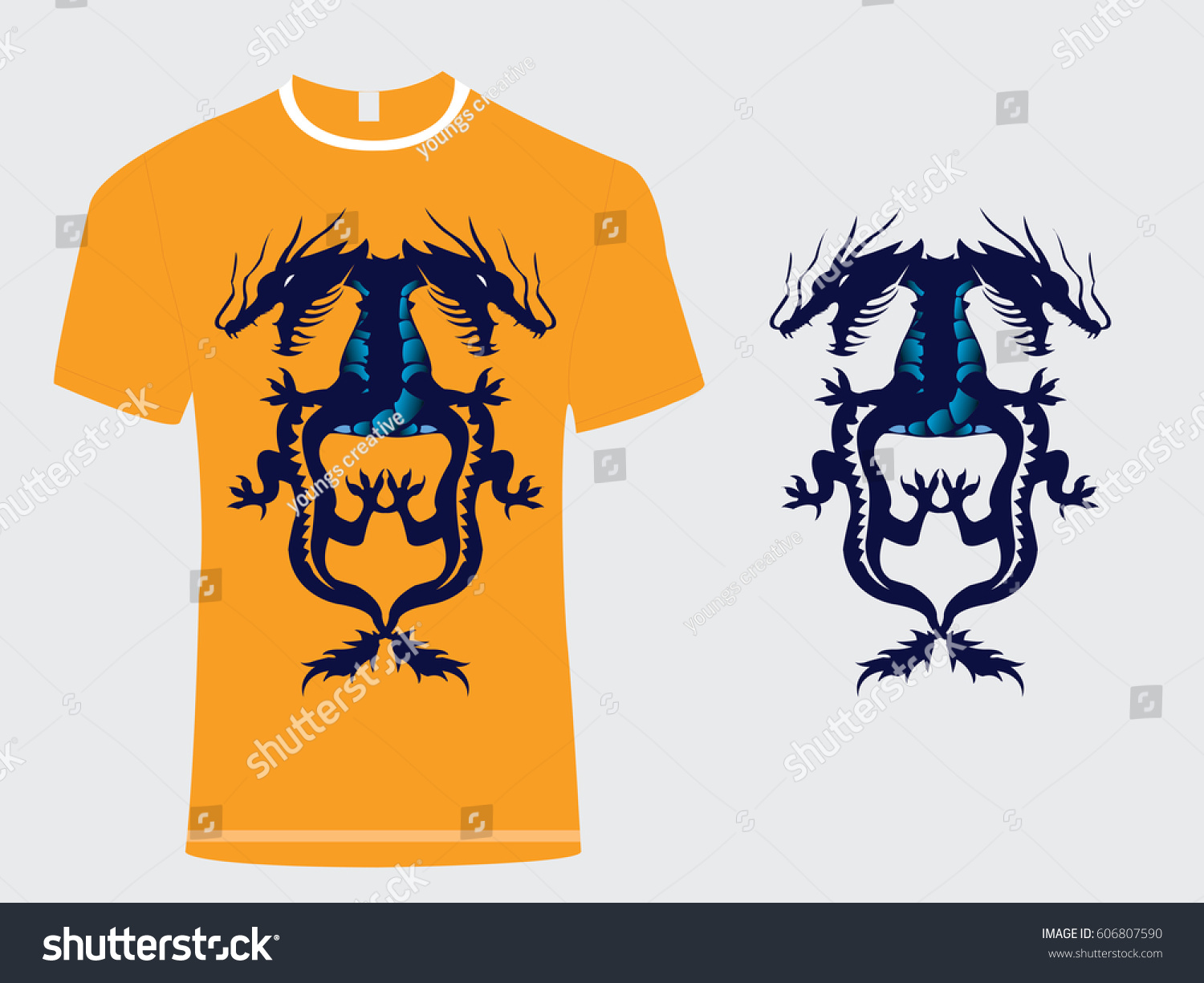 Double Dragon T Shirt Design Stock Vector Royalty Free