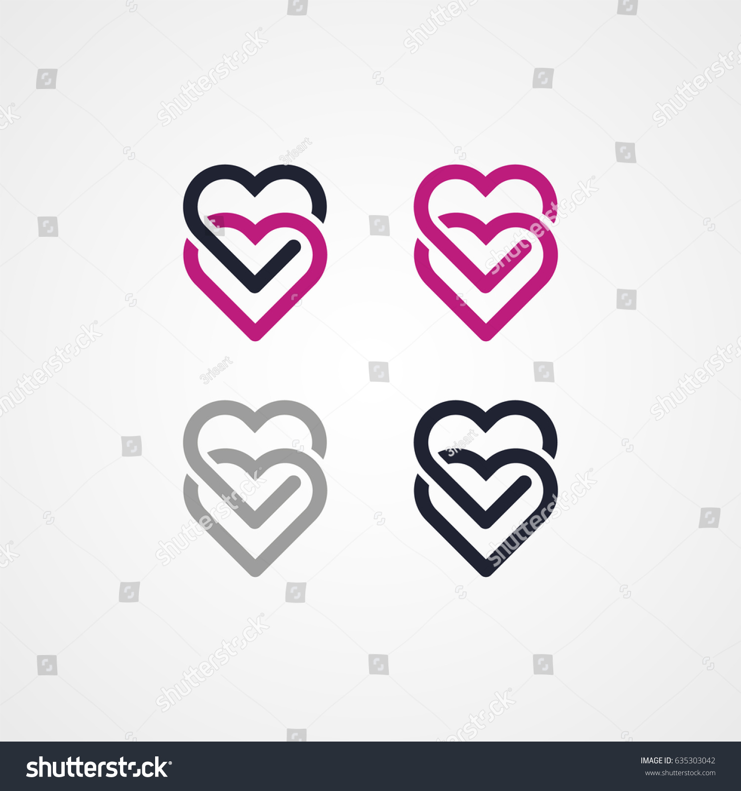 SVG of double heart connected logo icon with various color svg