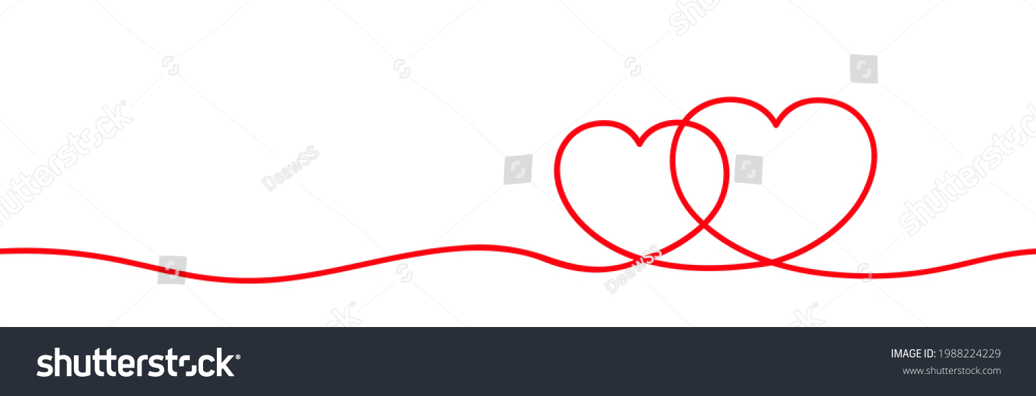 SVG of double heart shape line art continuous red, hand drawn graphic concept, doodle heart art line, illustration heart in a continuous line art, vector svg