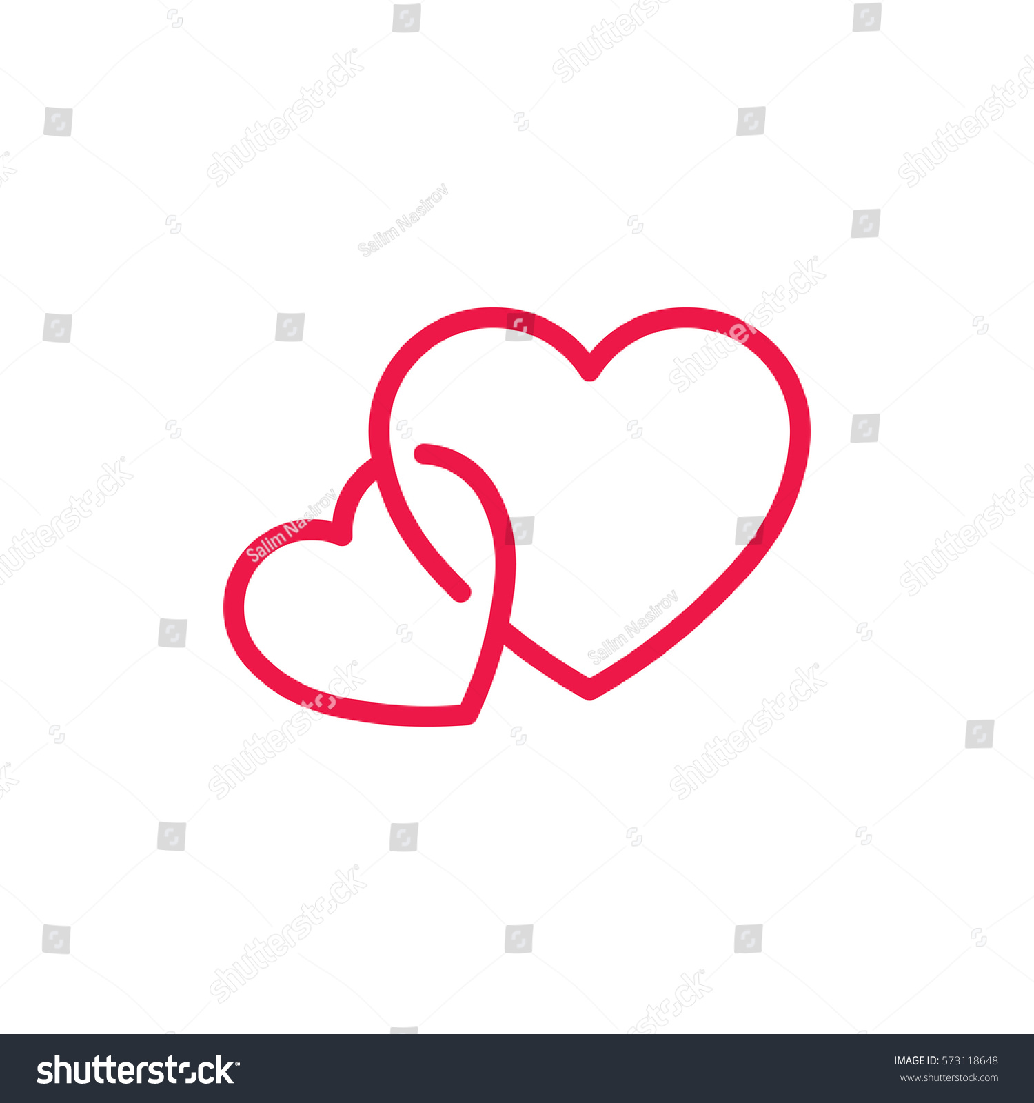 SVG of double hearts thin line red icon on white background, happy valentine day svg
