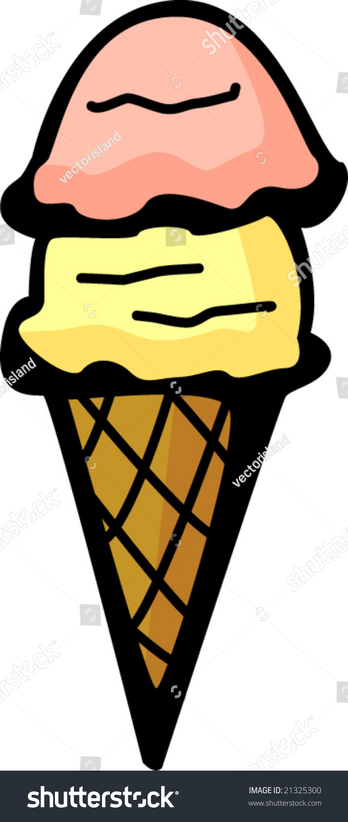 Double Ice Cream Cone Stock Vector 21325300 - Shutterstock