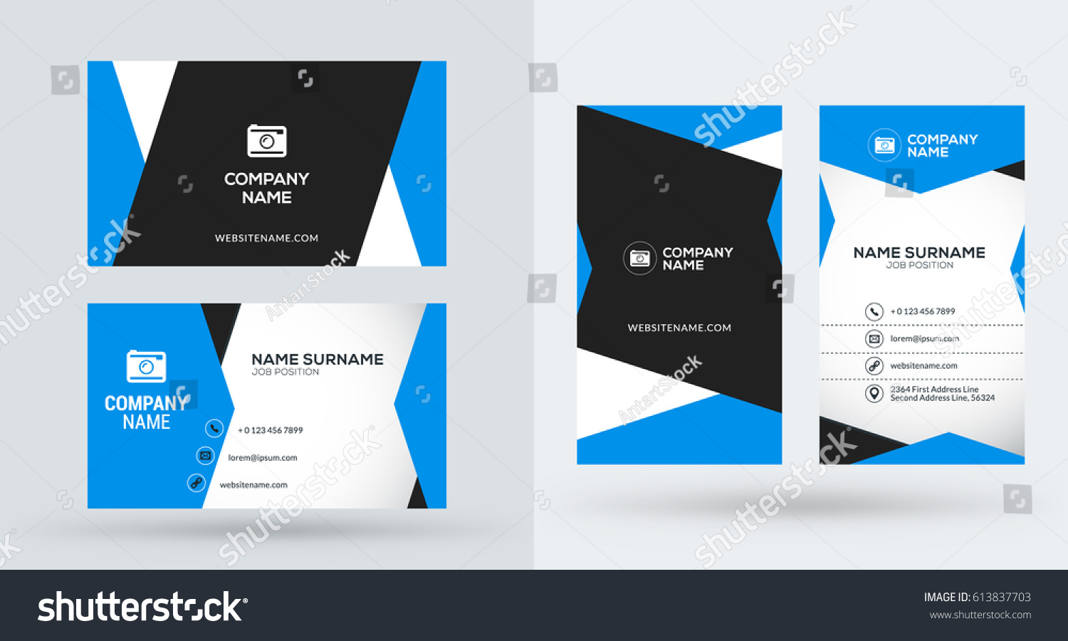 Doublesided Creative Business Card Template Portrait Stock Vector In Portrait Id Card Template