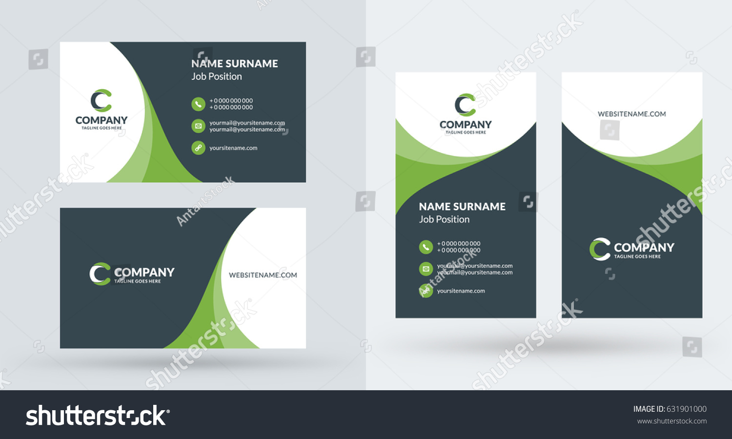 Doublesided Creative Business Card Template Portrait Stock Vector Royalty Free 631901000