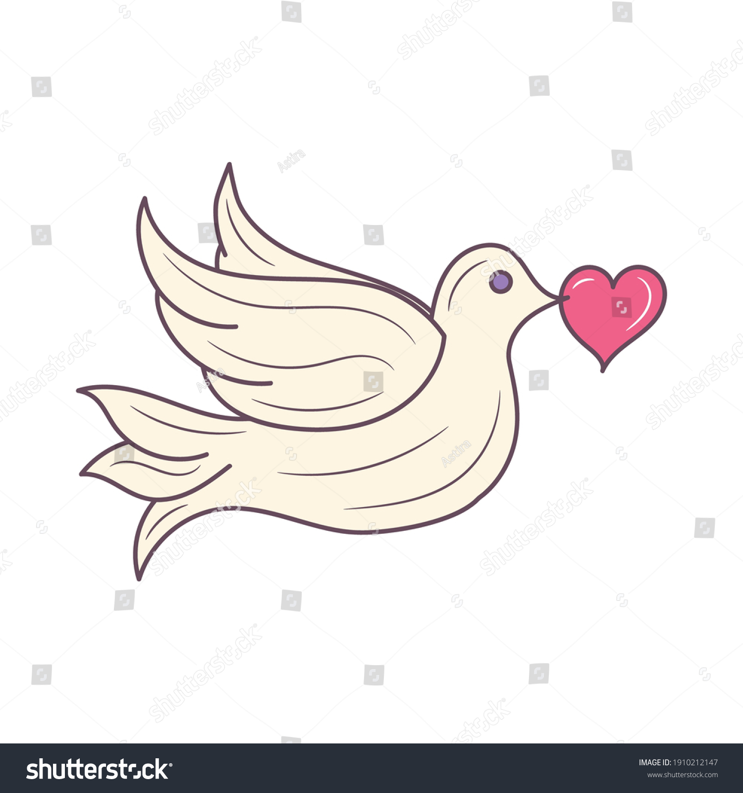 Dove Bird Holding Heart Vector Illustration Stock Vector (Royalty Free ...