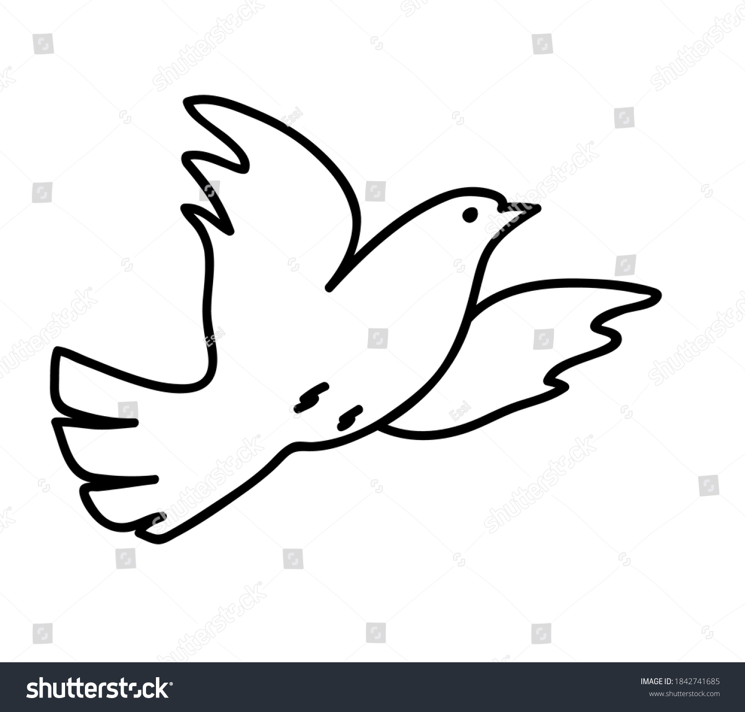 スカイラインの中を飛ぶハト 白黒の鳥のイラスト のイラスト素材 Shutterstock