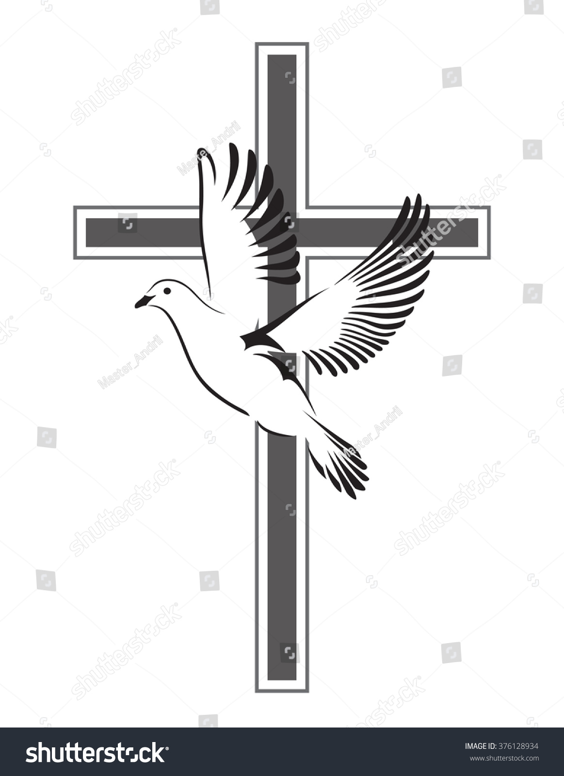 Dove Flying Symbol Religion Cross Dove Stock Vector 376128934 ...