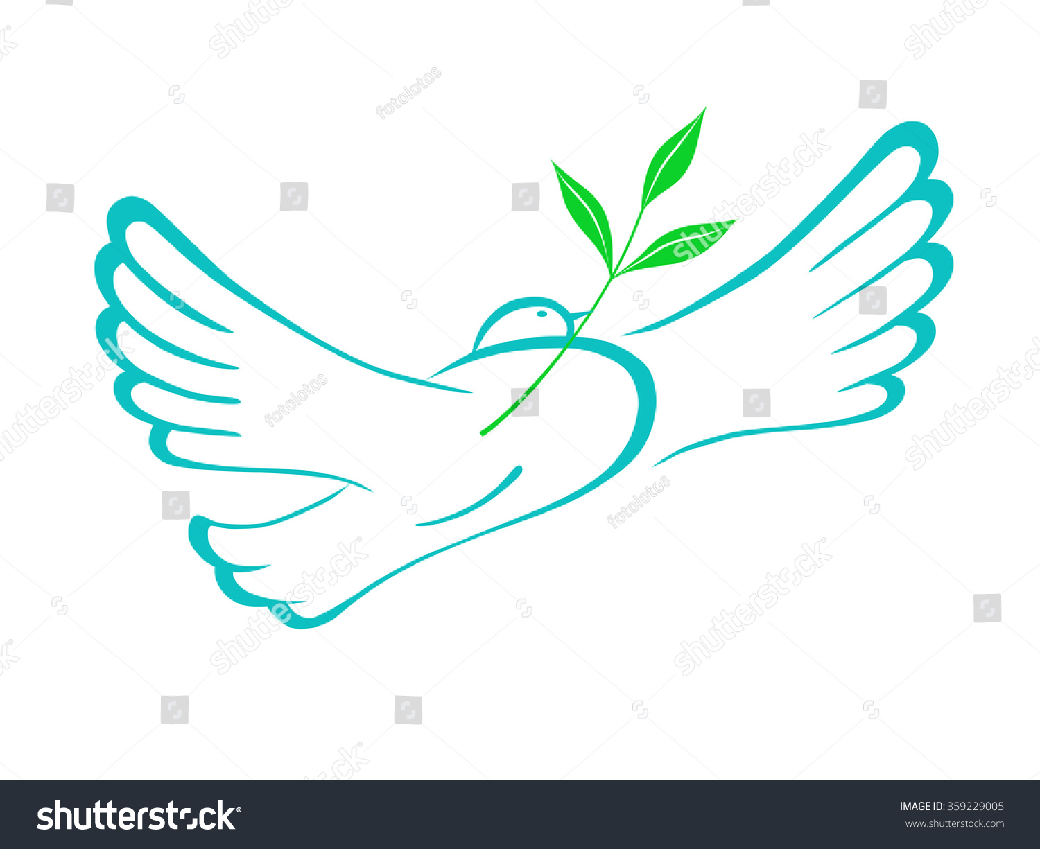 Dove Peace Olive Branch Symbol Peace 스톡 벡터(로열티 프리) 359229005