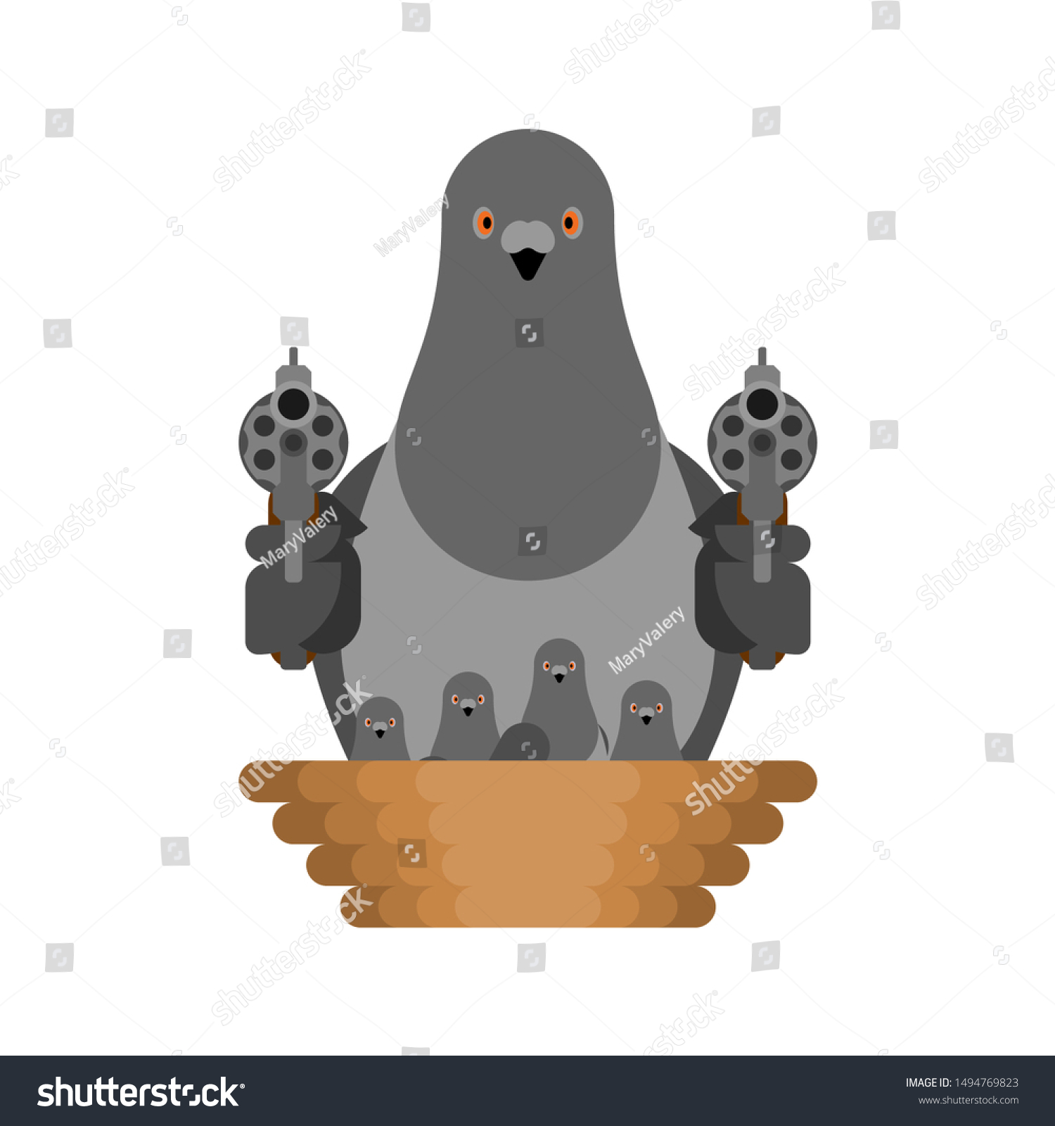 stock-vector-dove-protects-nest-with-gun