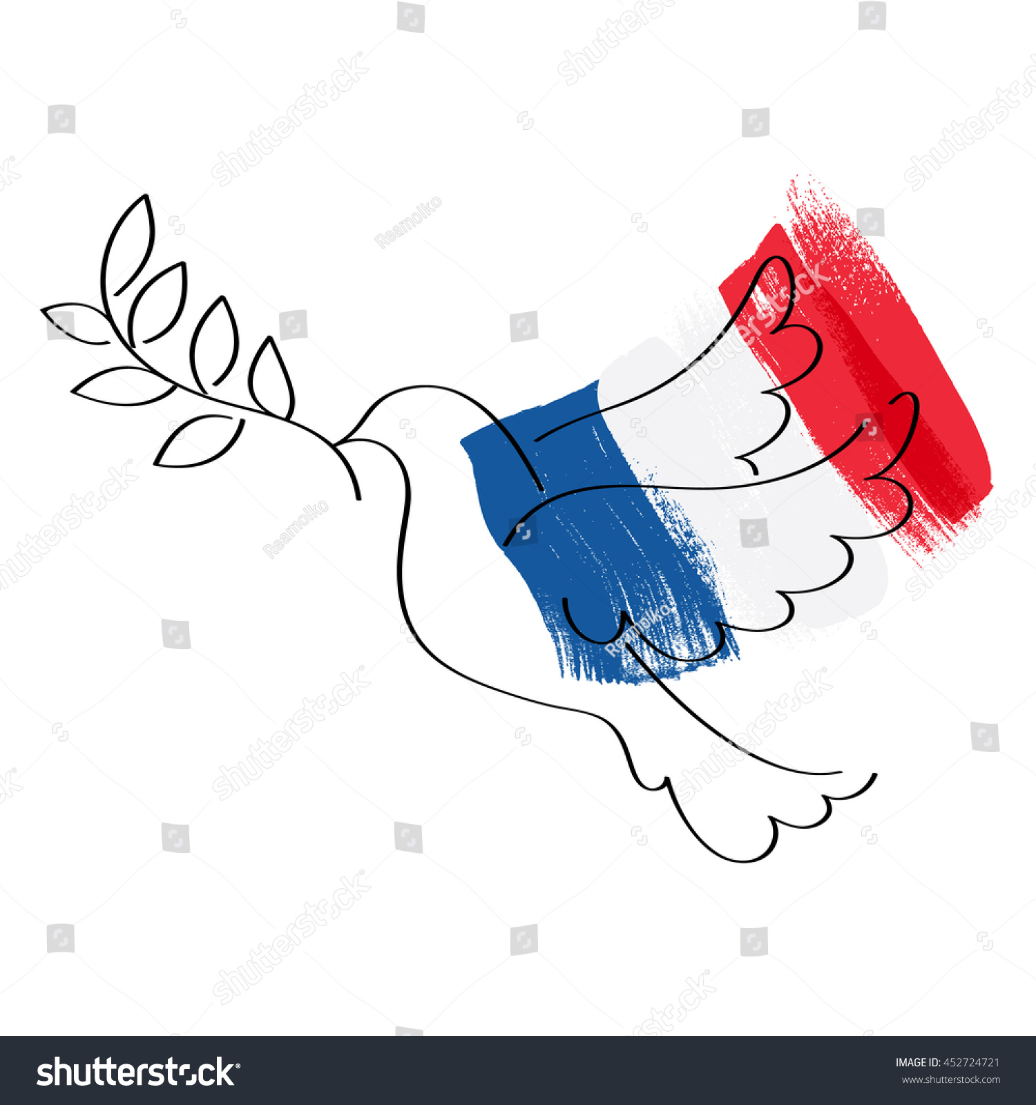 Dove Symbol Peace Flag France Vector Stock Vector Royalty Free