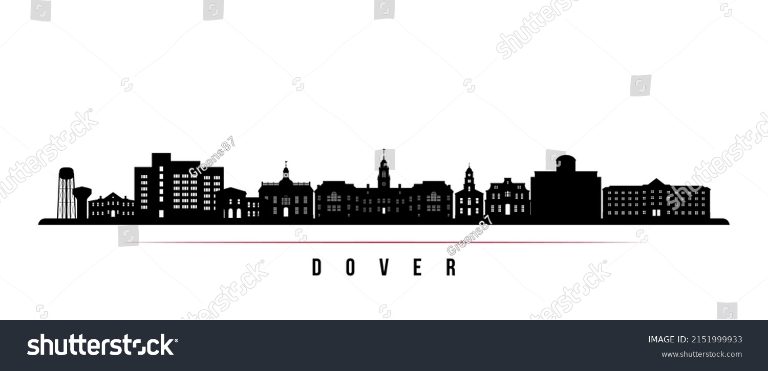 Dover Skyline Horizontal Banner Black White Stock Vector (Royalty Free ...