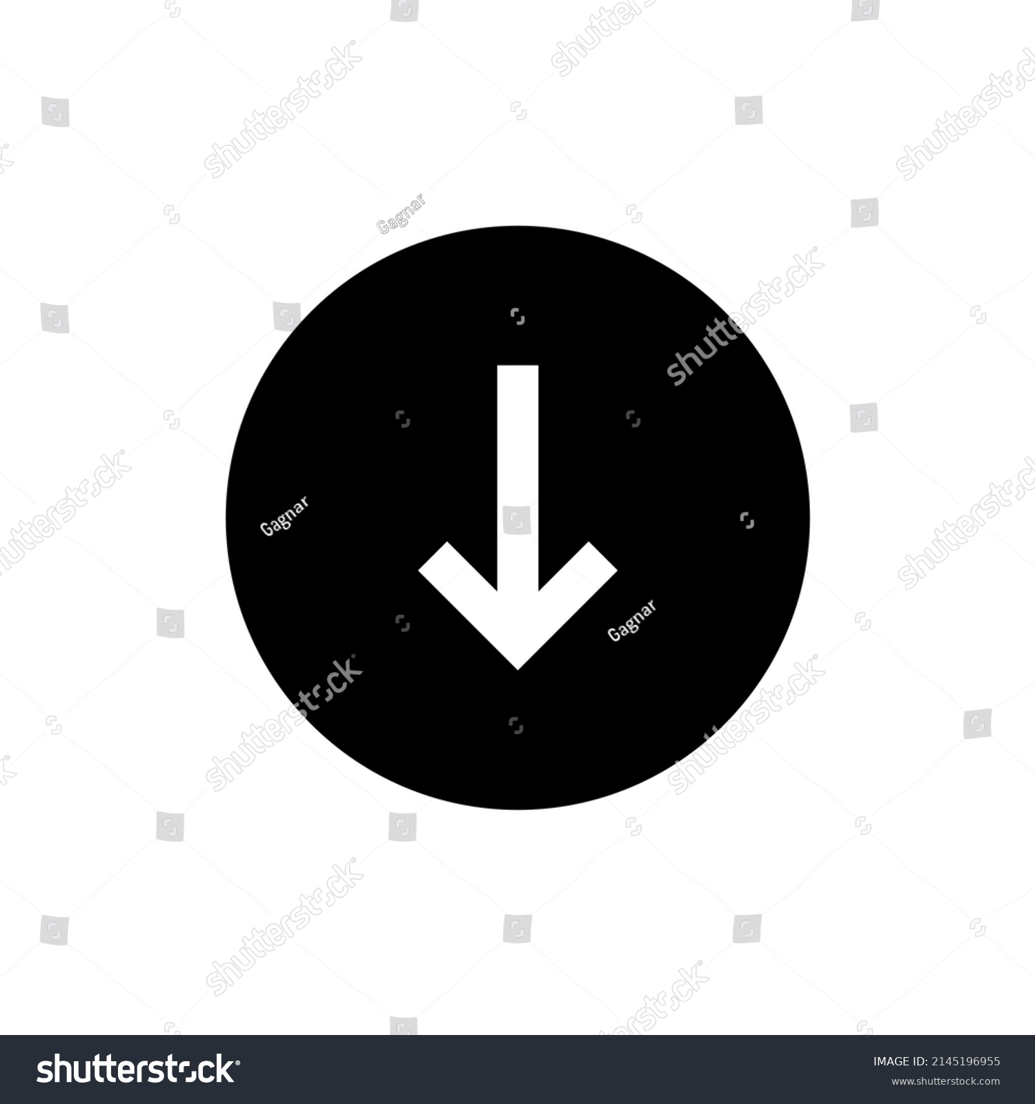 SVG of Down arrow icon in black round svg