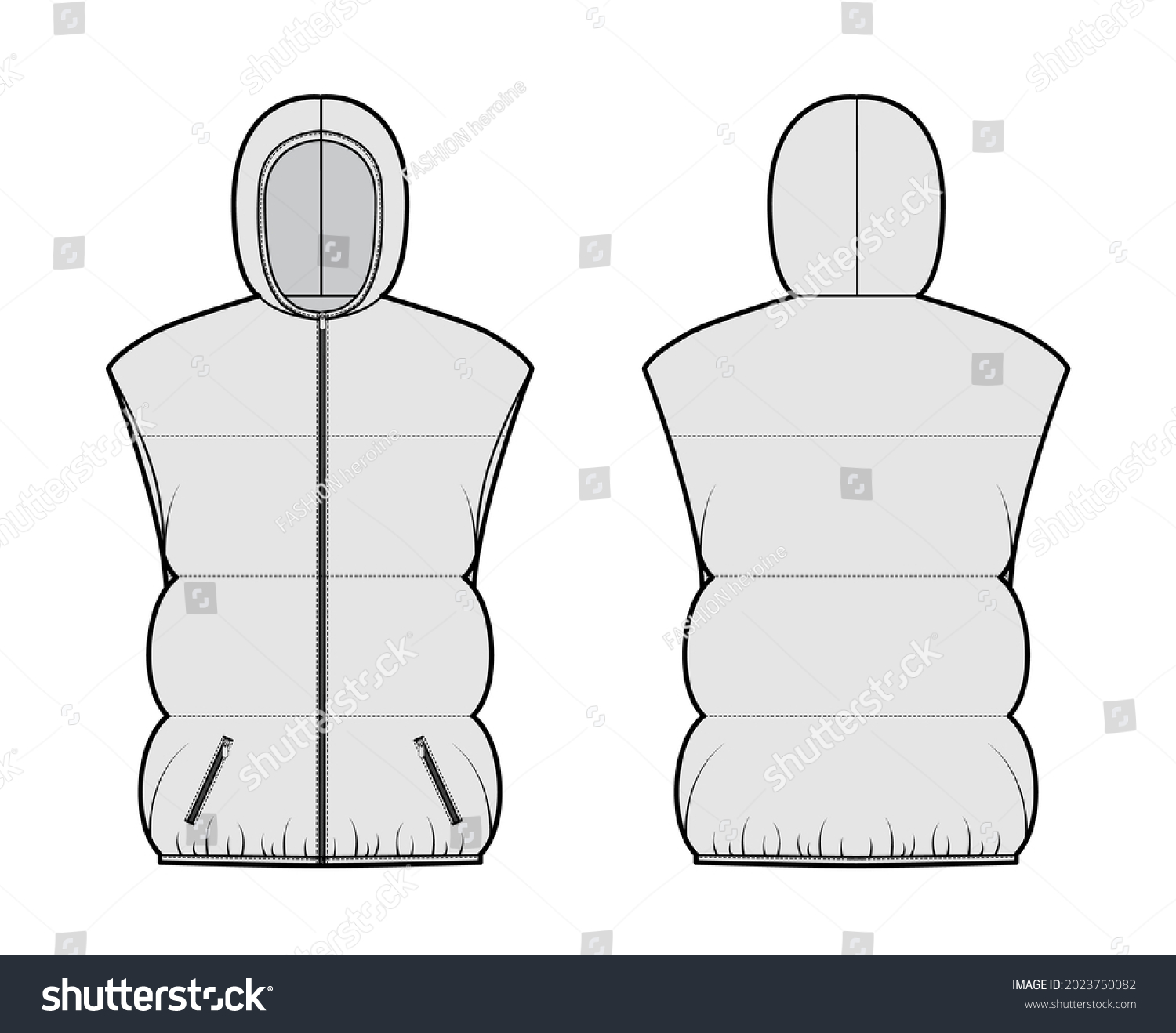 Down Vest Puffer Waistcoat Technical Fashion Stock Vector (Royalty Free ...