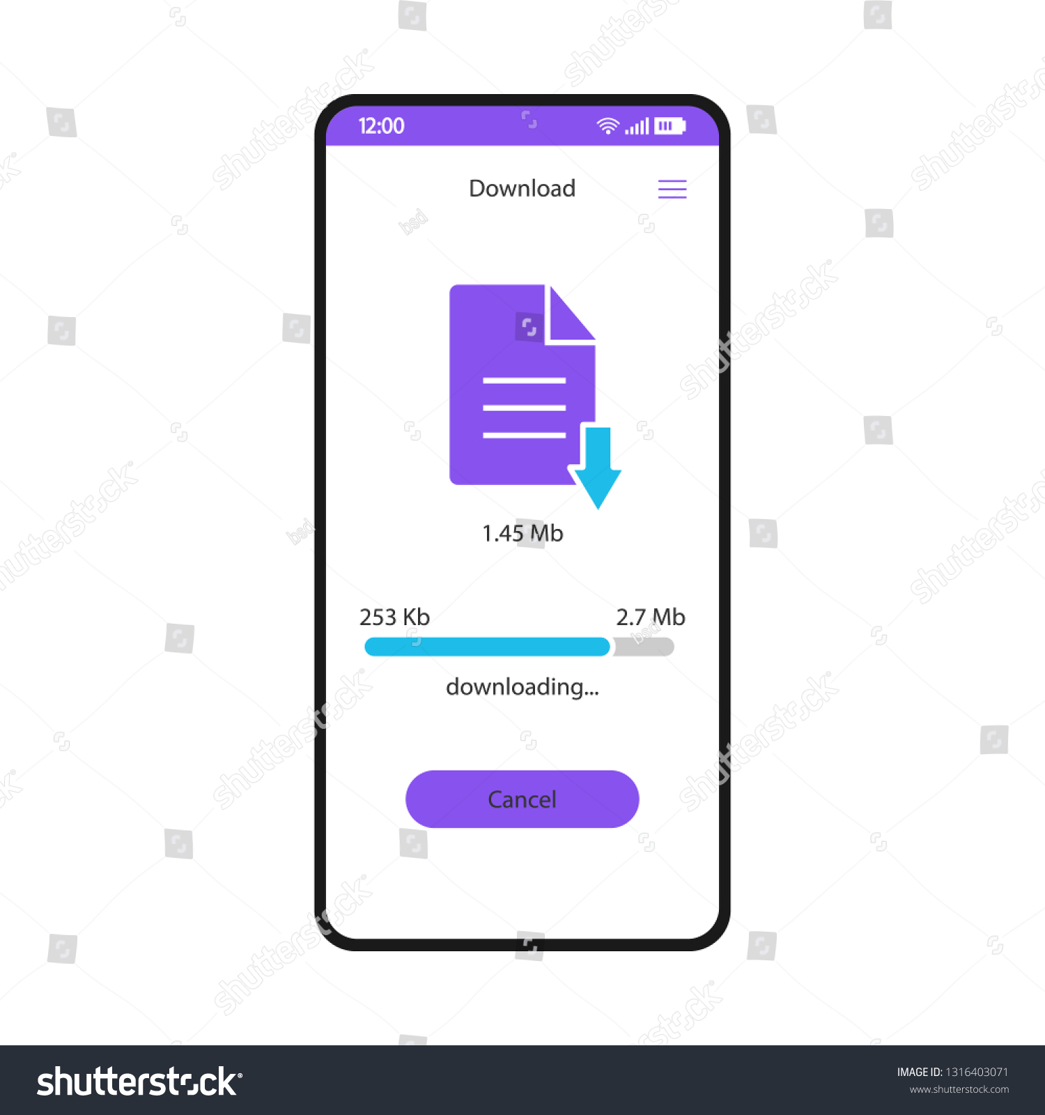 Download File Manager Smartphone Interface Vector Template Mobile Storage App Page White Design Layout Document Downloading Process Application Screen Online Data Saver Flat Ui On Phone Display
