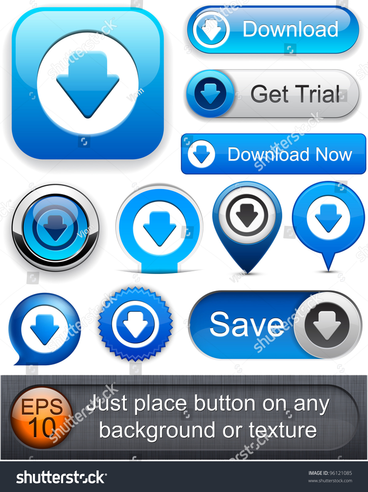 Download Web Blue Buttons For Website Or App. Vector Eps10. - 96121085 ...