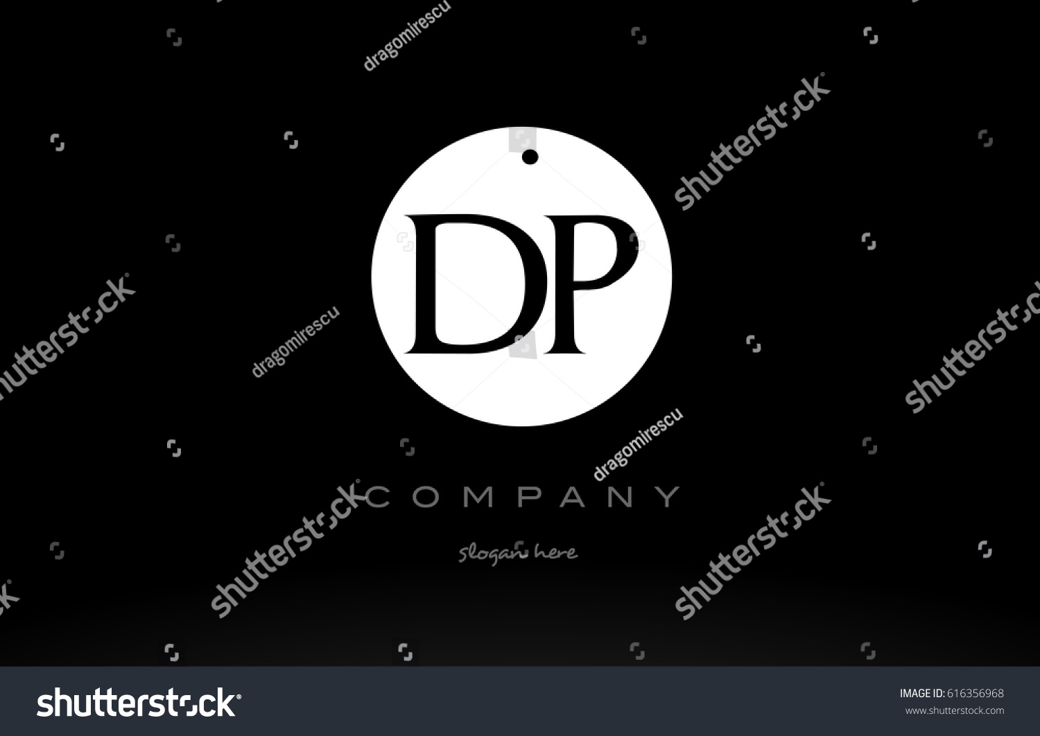 Dp d p simple black white circle background alphabet company logo design vector icon template