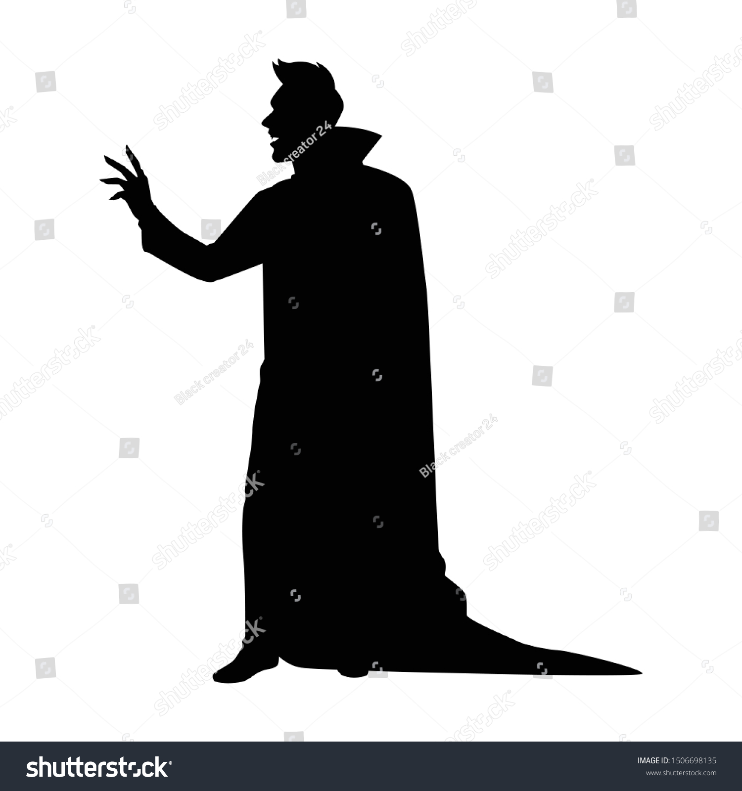 Dracula Silhouette Vector Halloween Devil Black Stock Vector (Royalty ...