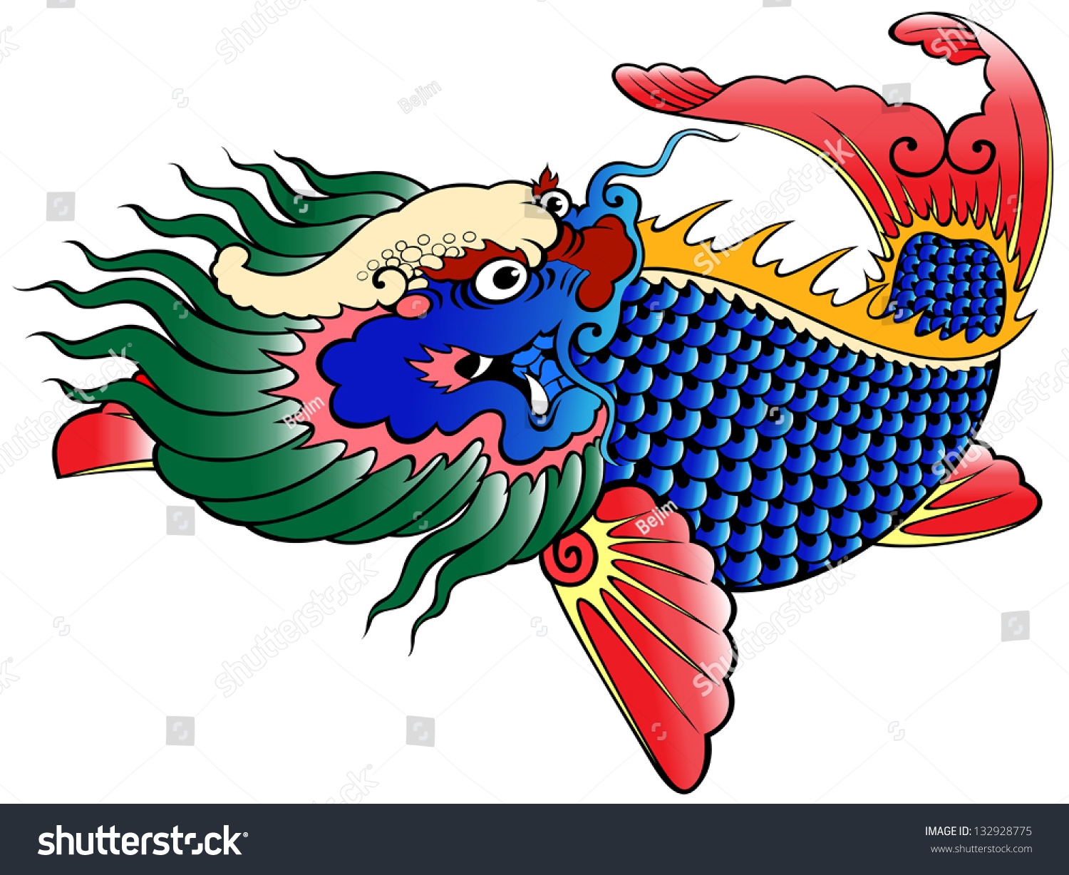 Dragon Fish Chinese Style Painting Illustrator Stock Vector 132928775 ...