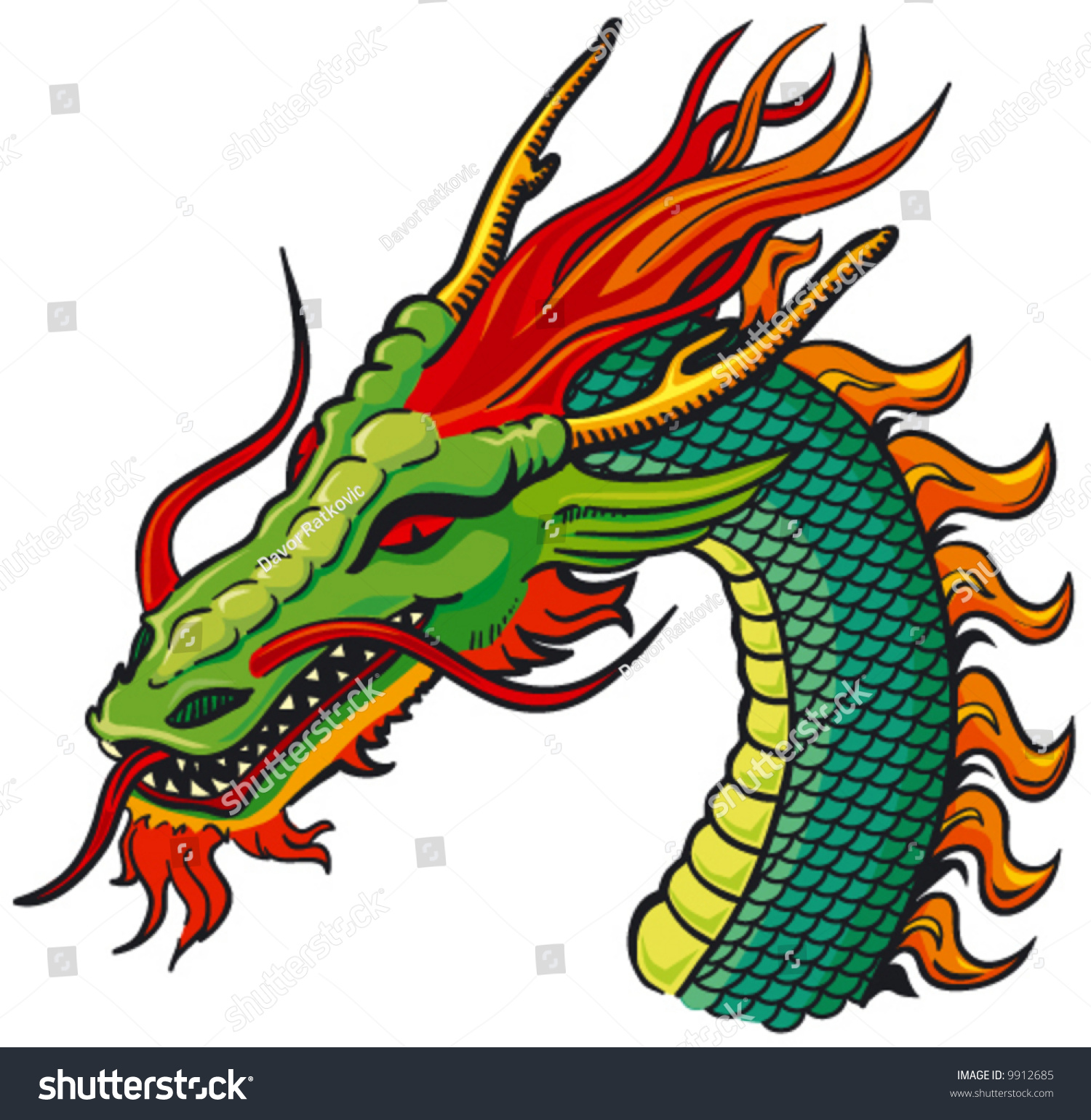Dragon Head Color Stock Vector 9912685 : Shutterstock