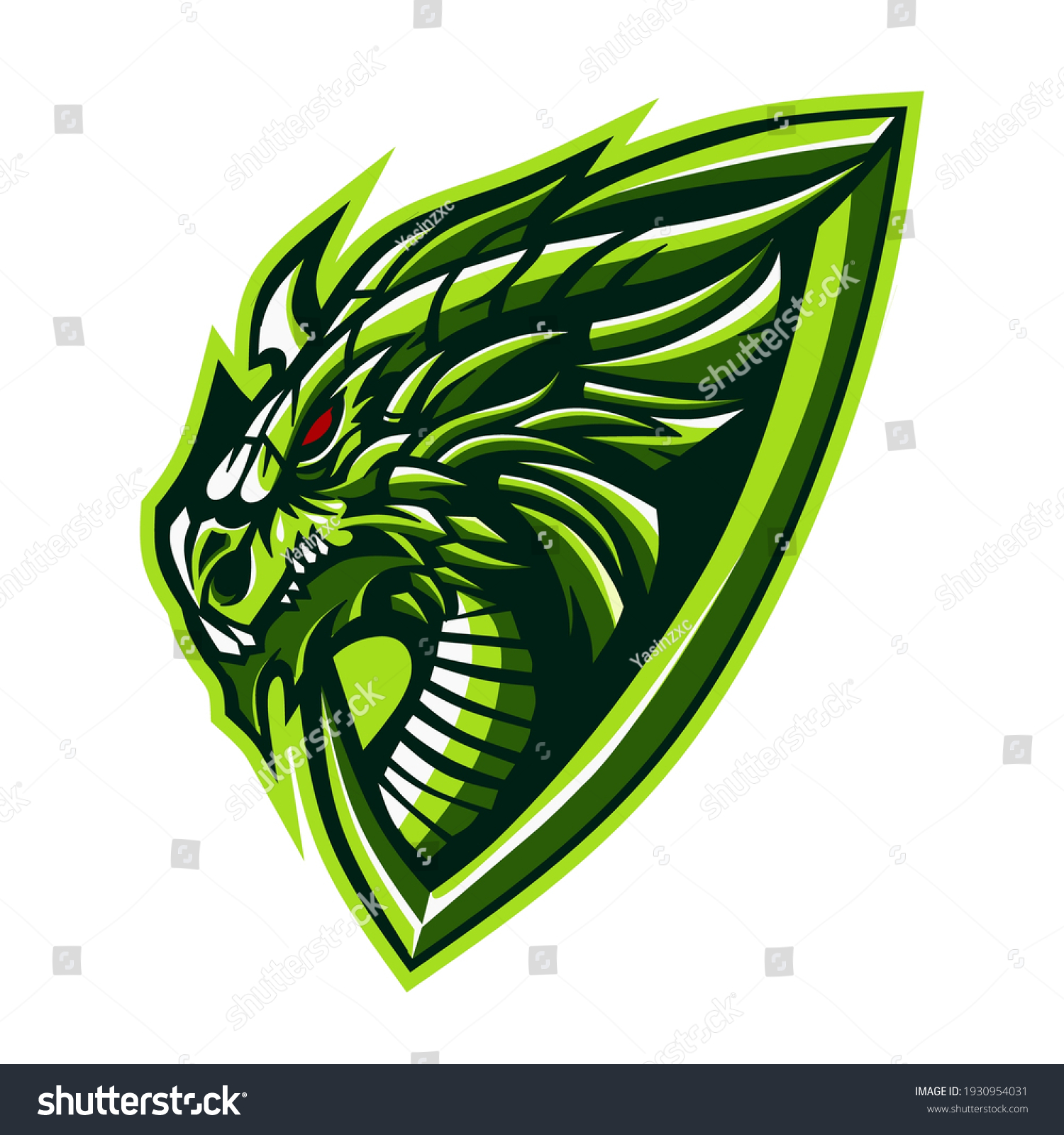 Dragon Head Logo On White Background Stock Vector (Royalty Free ...