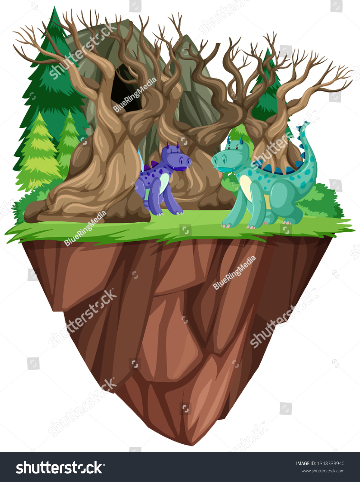 dinosaurs in forest scene clip art preview