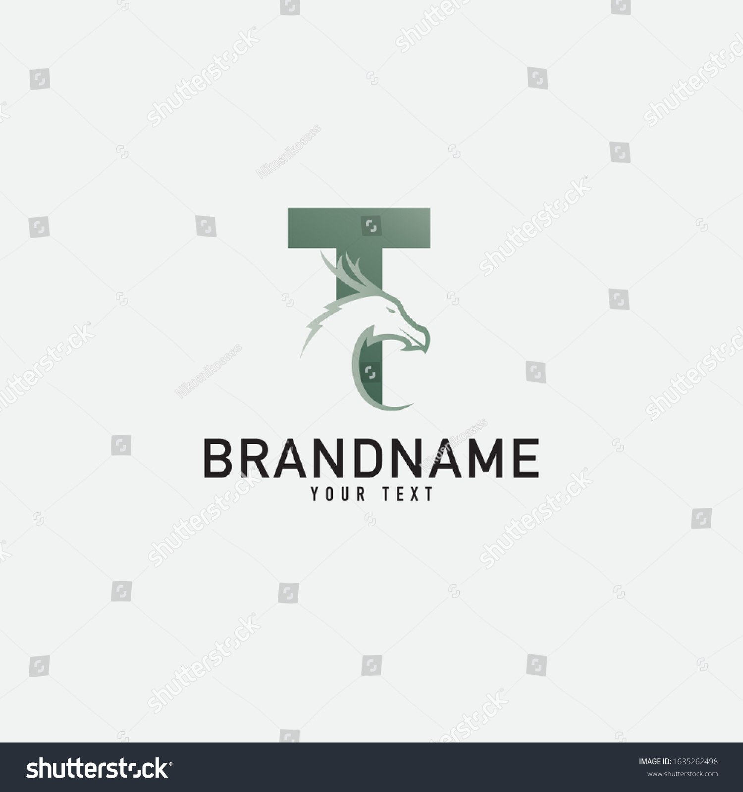 Dragon Letter T Logo Design 3d Stock Vector Royalty Free