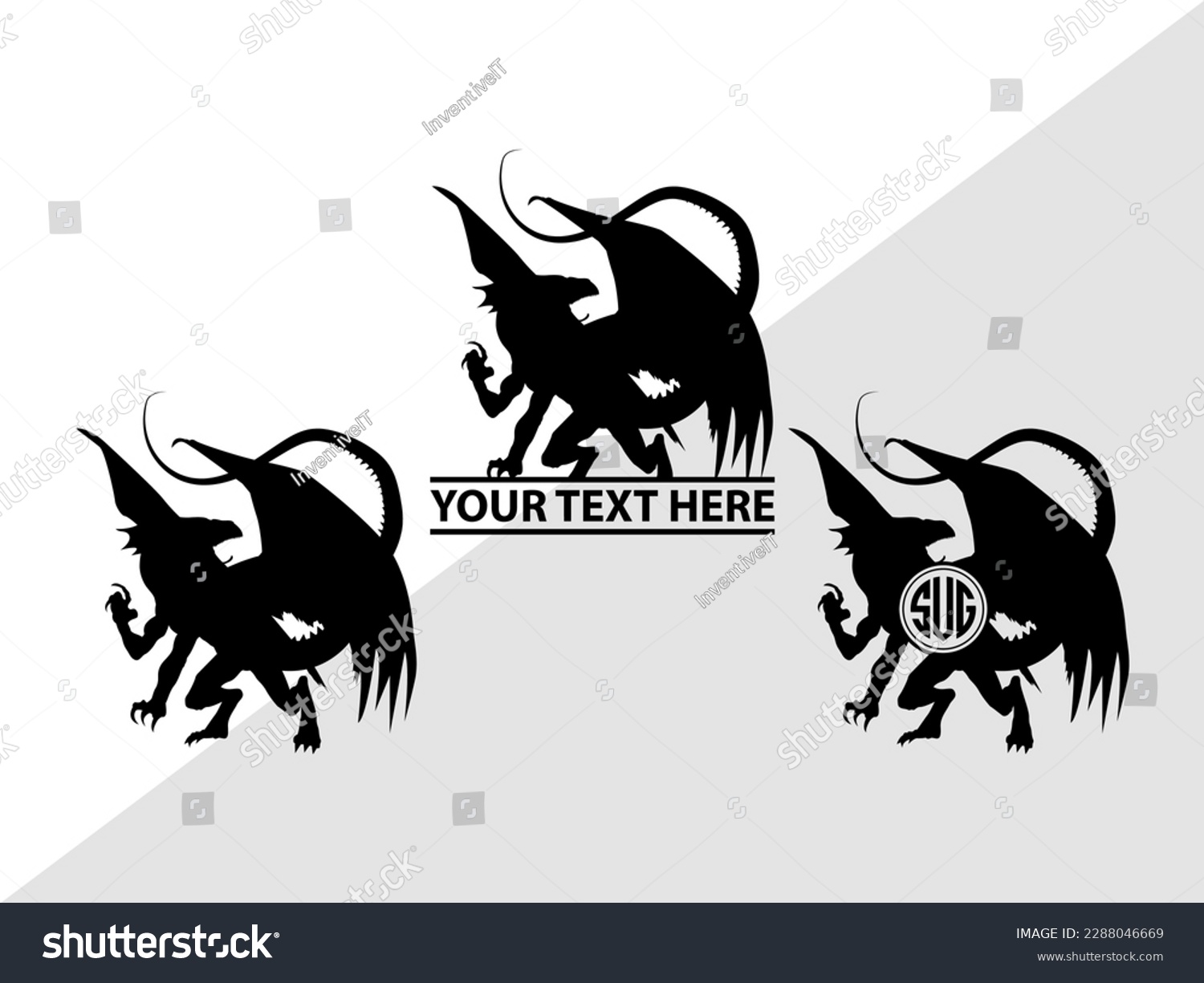 SVG of Dragon Monogram Vector Illustration Silhouette svg