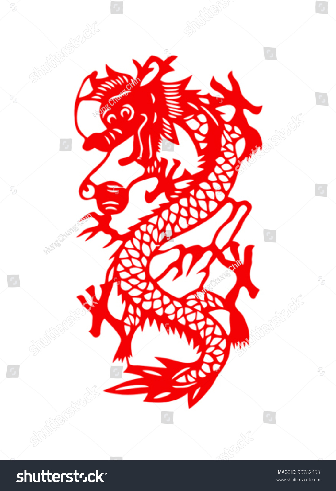 Dragon Paper Cut Chinese New Year Stock Vector 90782453 - Shutterstock