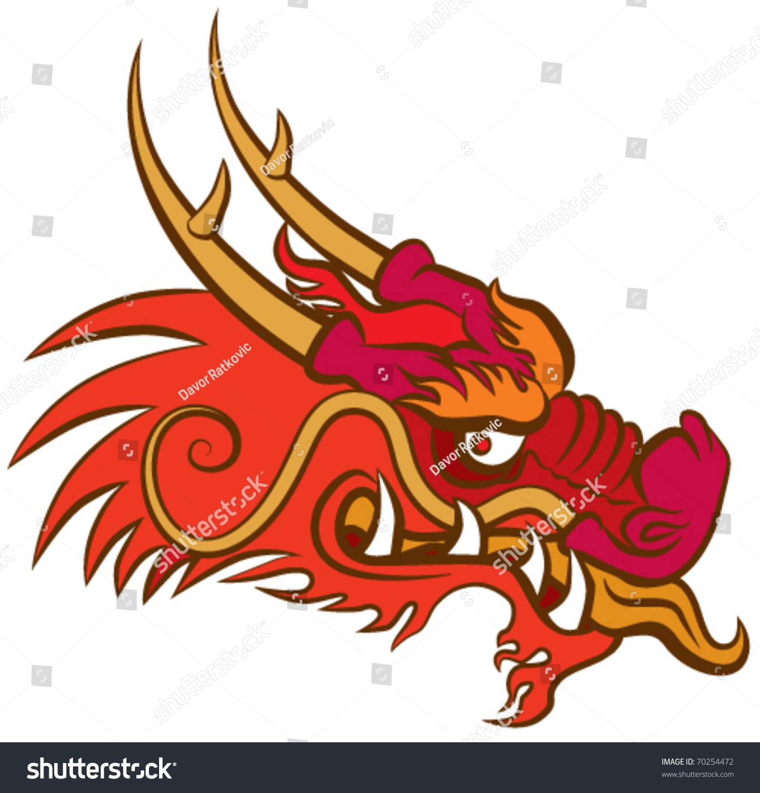 Dragon Red Head Original Artwork Inspired Stock Vector 70254472 ...