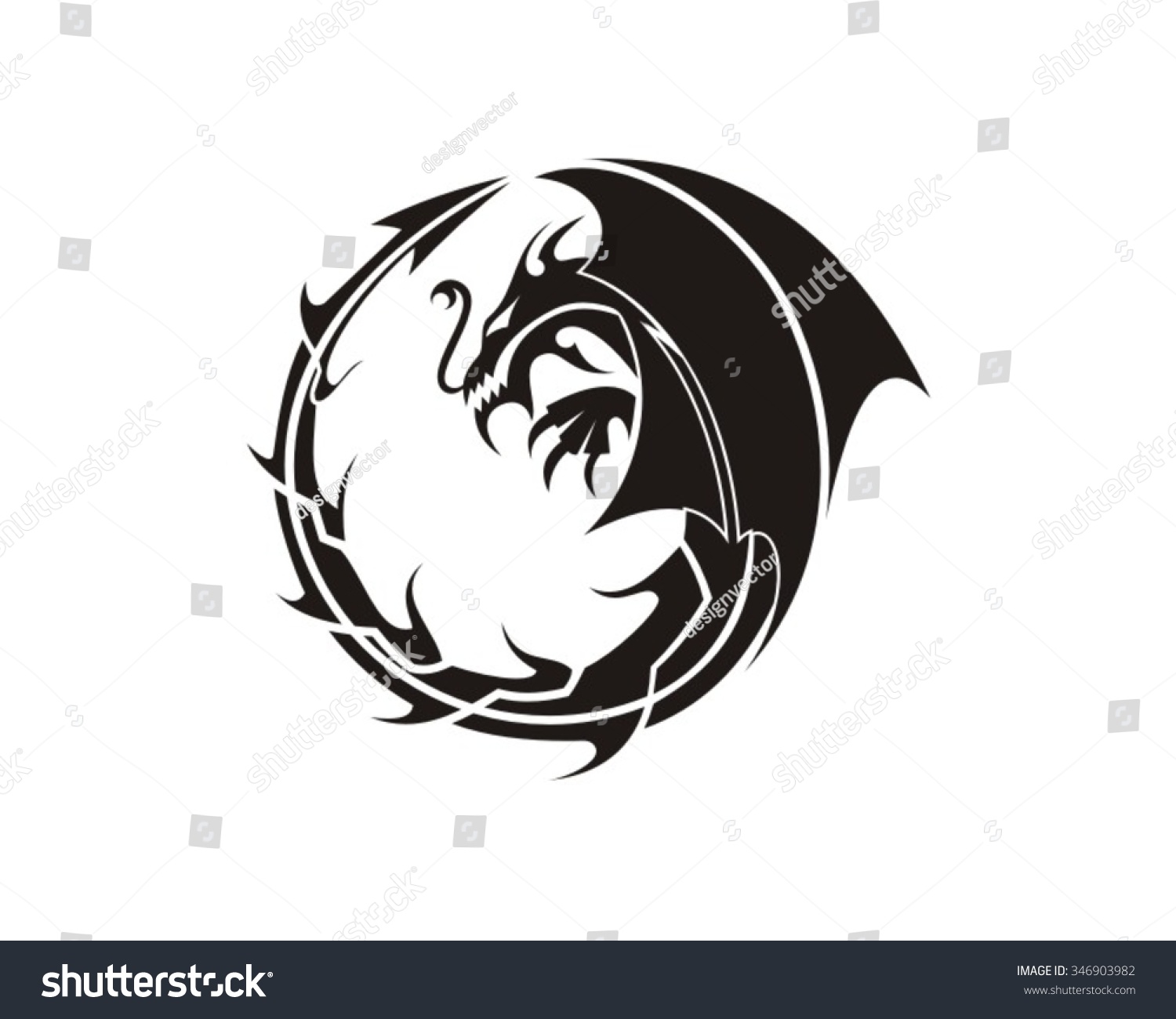 Dragon Tribal Shape Stock Vector Illustration 346903982 : Shutterstock