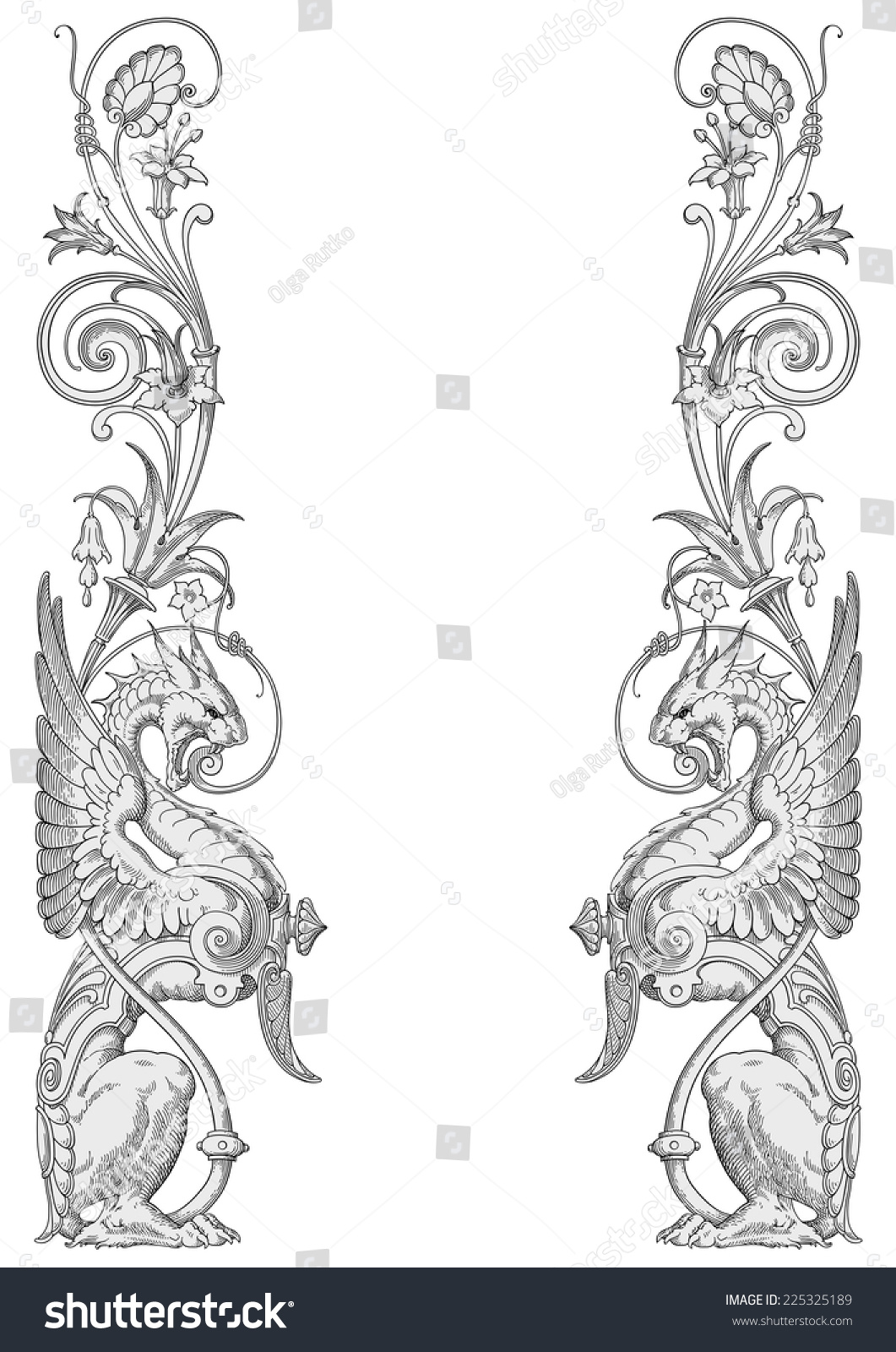 Dragons Frame Vector 225325189 Shutterstock