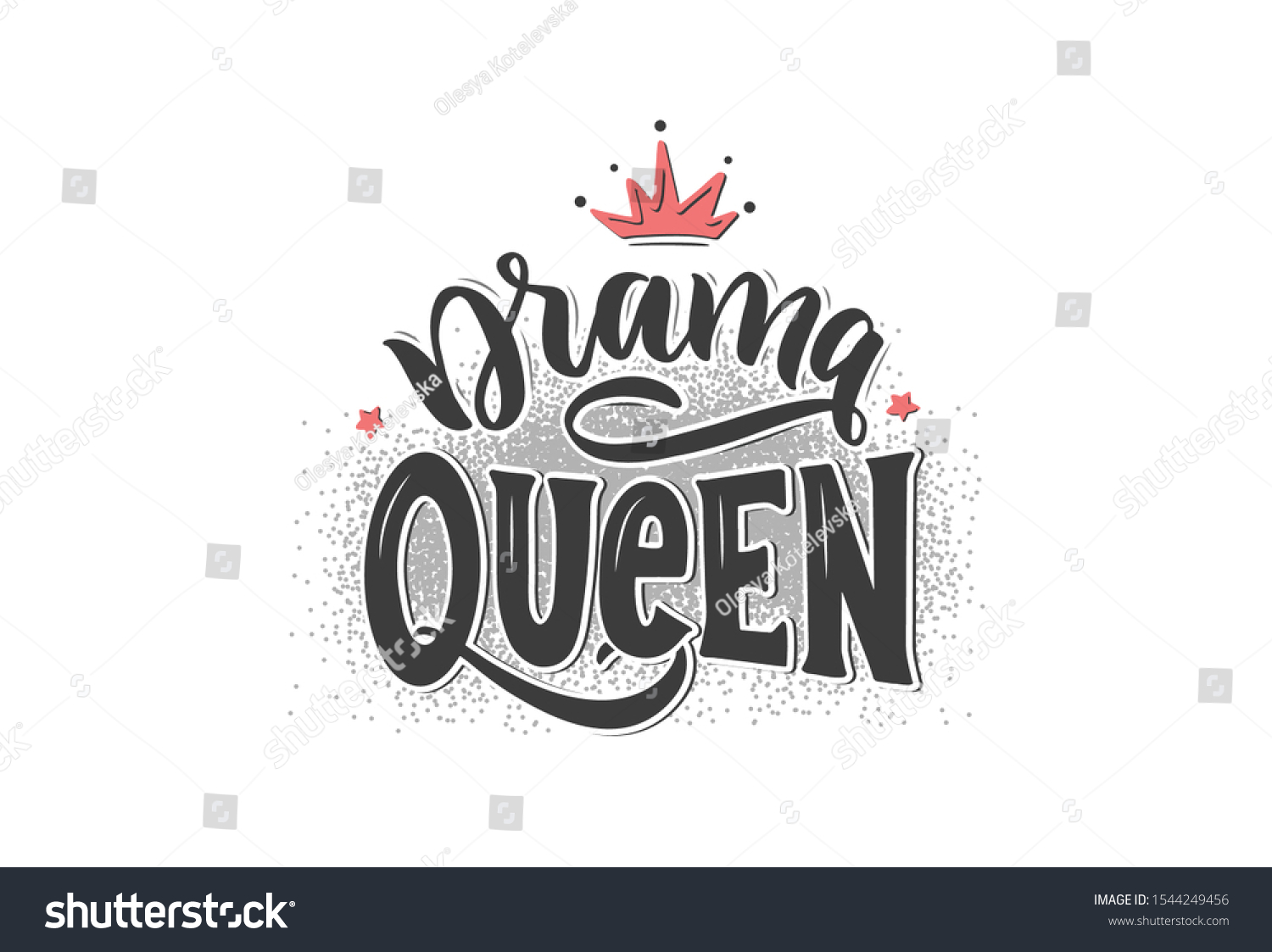 Drama Queen Logo Girls Hand Drawn Stock Vector (Royalty Free ...