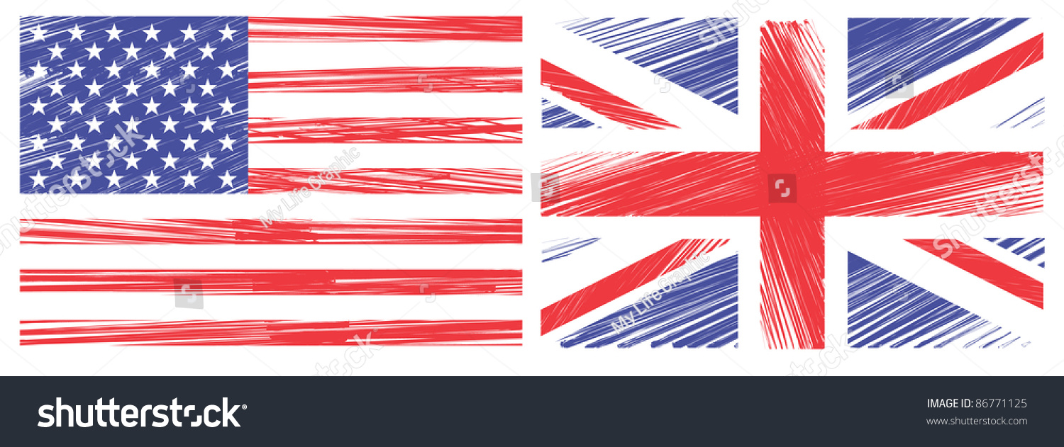 SVG of Draw Flag of the United States and united kingdom on a whiteboard. Vector template svg