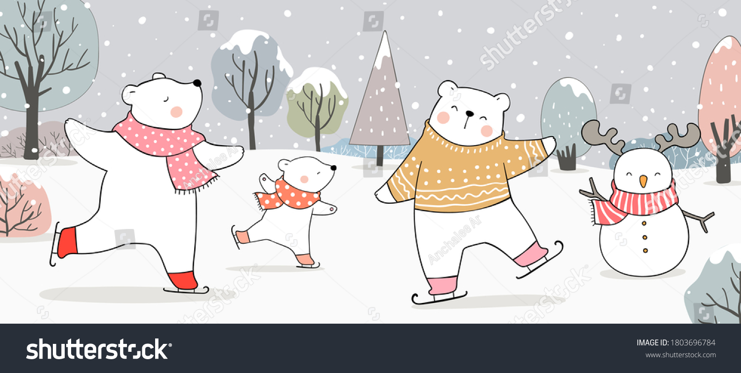 Draw Illustration Banner Polar Bear On Stock Vector (Royalty Free ...