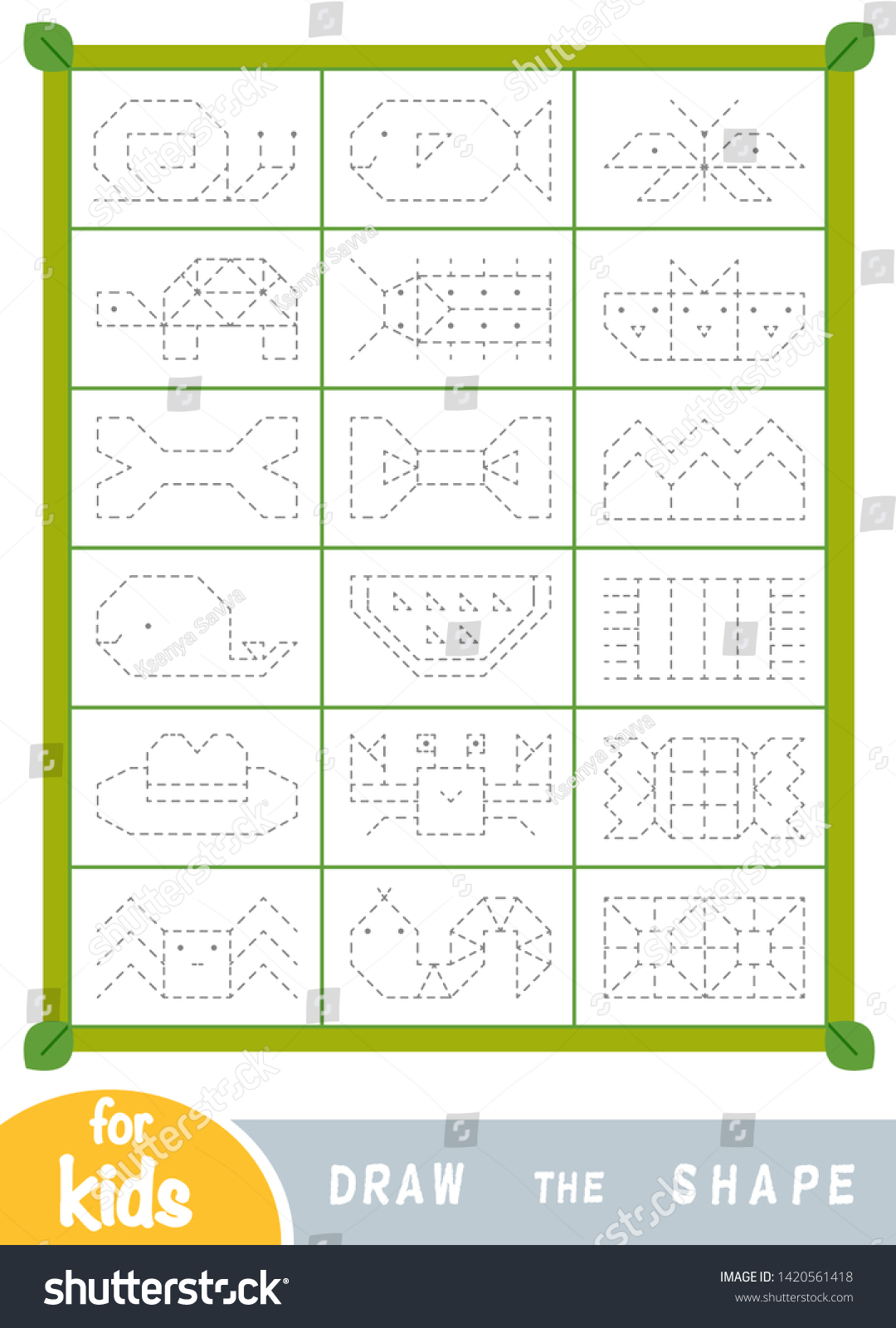 Draw Shapes Education Game Children Replicate Stock Vector Royalty Free