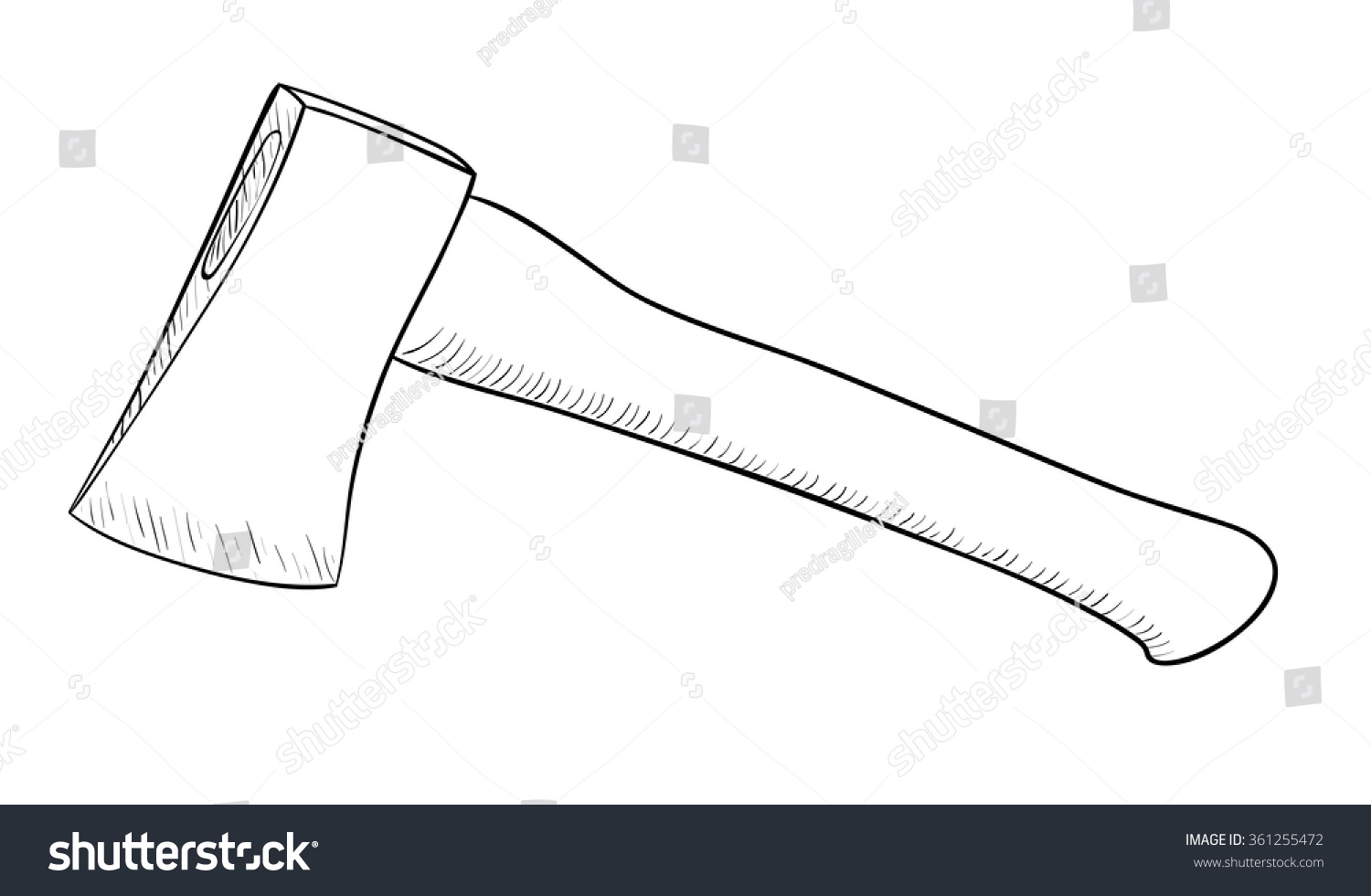 Drawing Axe Wooden Handle Vector Illustration Stock Vector (Royalty ...