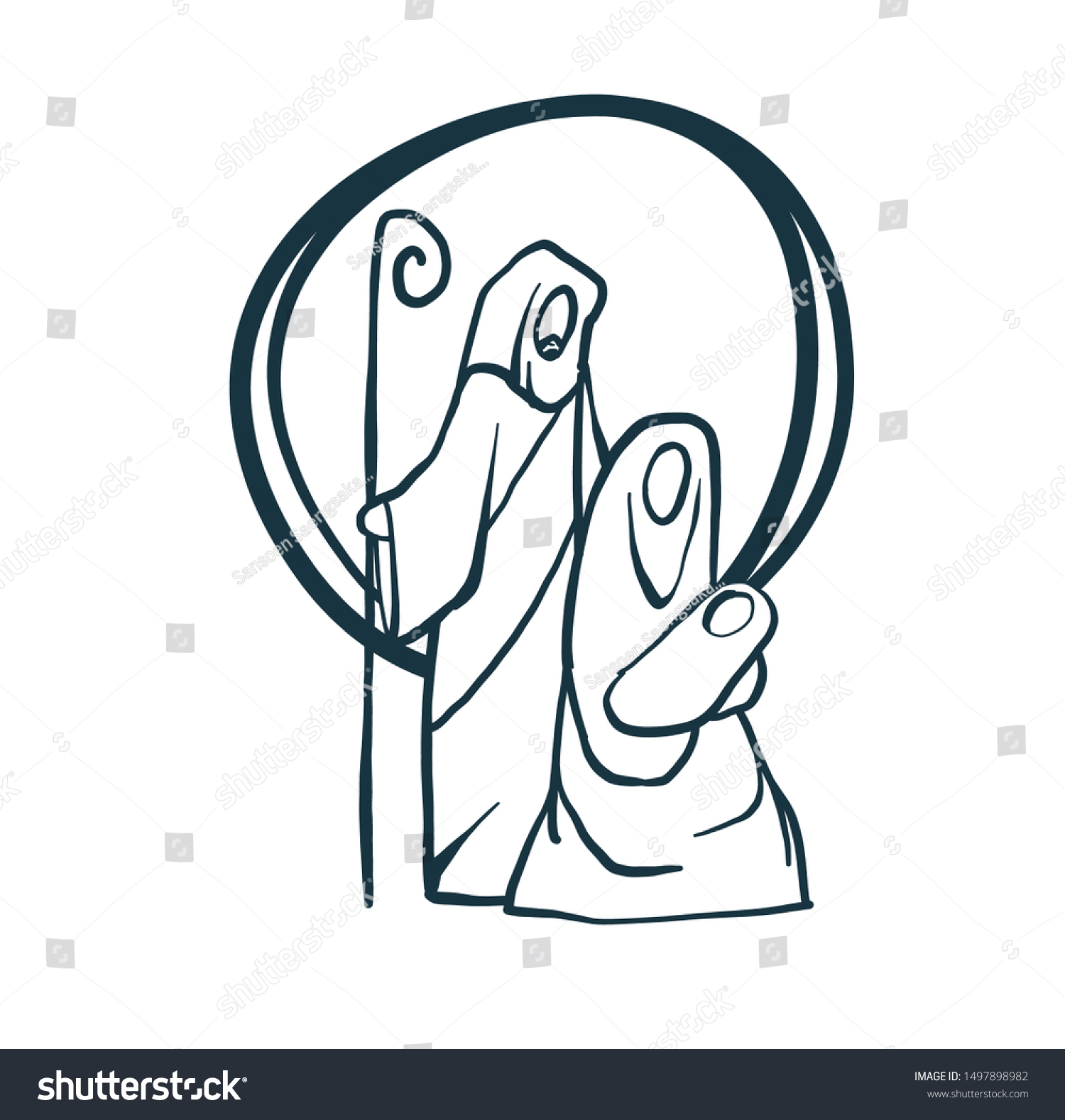 Drawing Bible Merry Christmas Scene Holy Stock Vector (royalty Free 