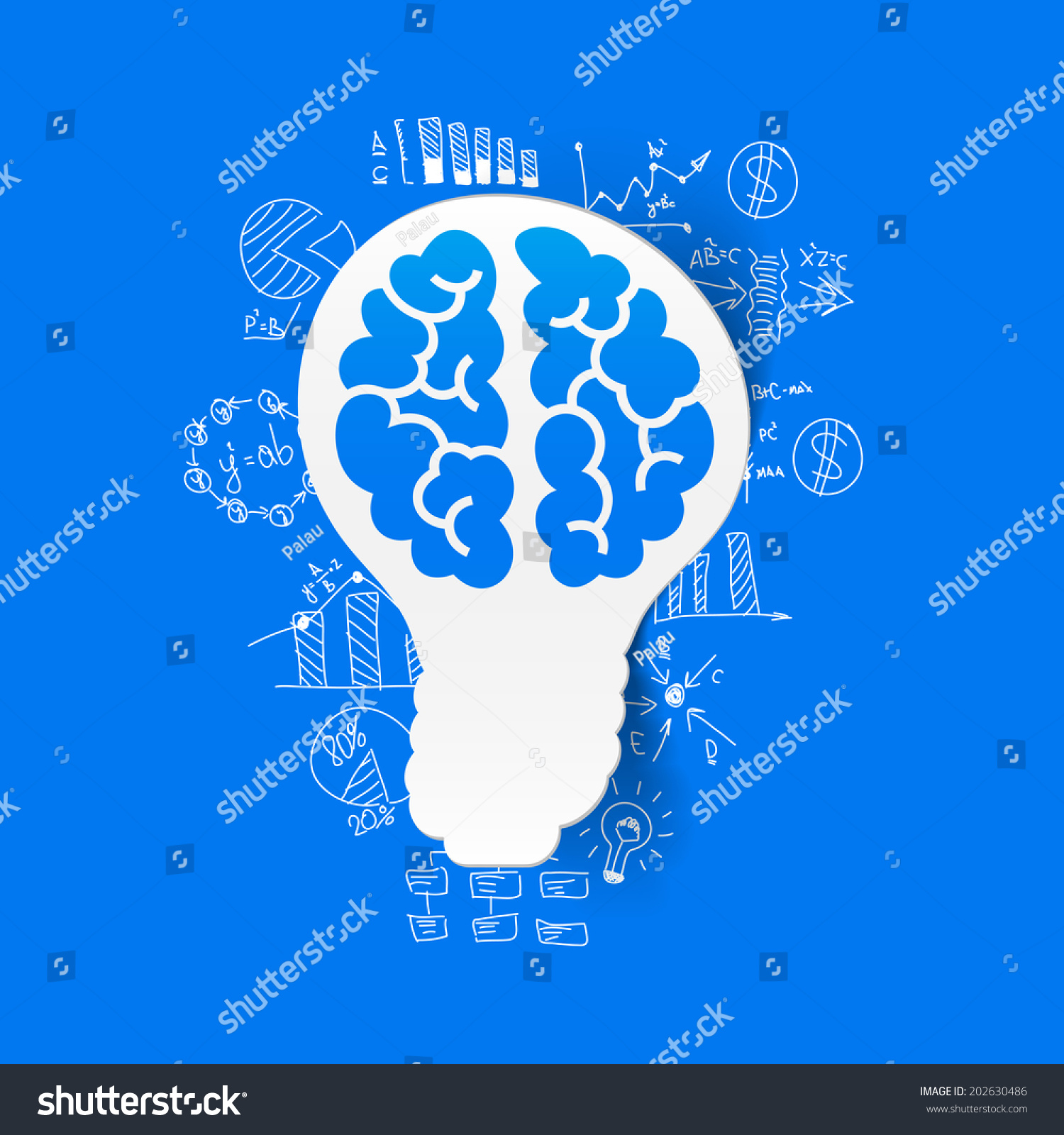 Drawing Business Formulas Brain Stock Vector (Royalty Free) 202630486